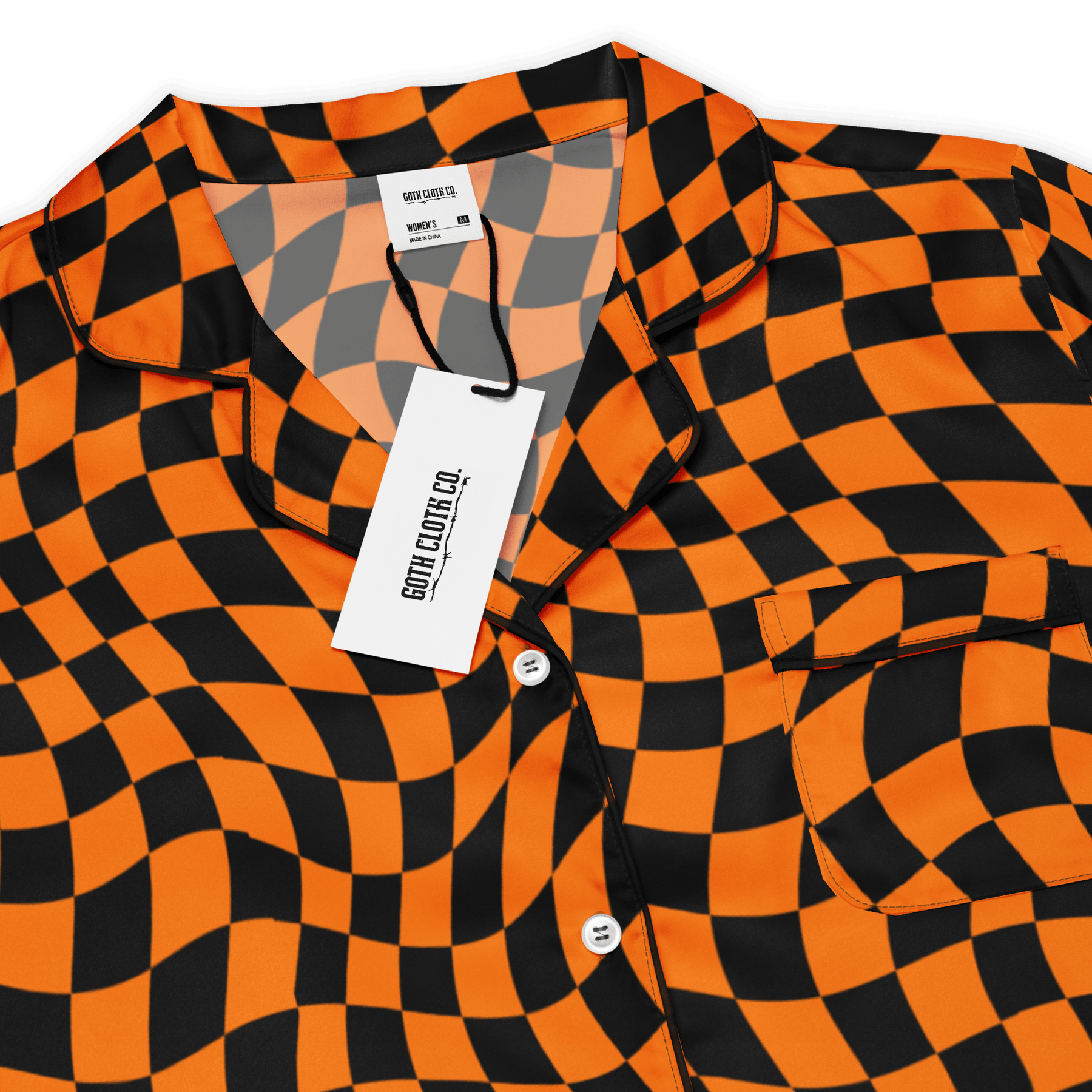 October Tiles Checkered Silky Pajama Top - Goth Cloth Co.1664407_20964