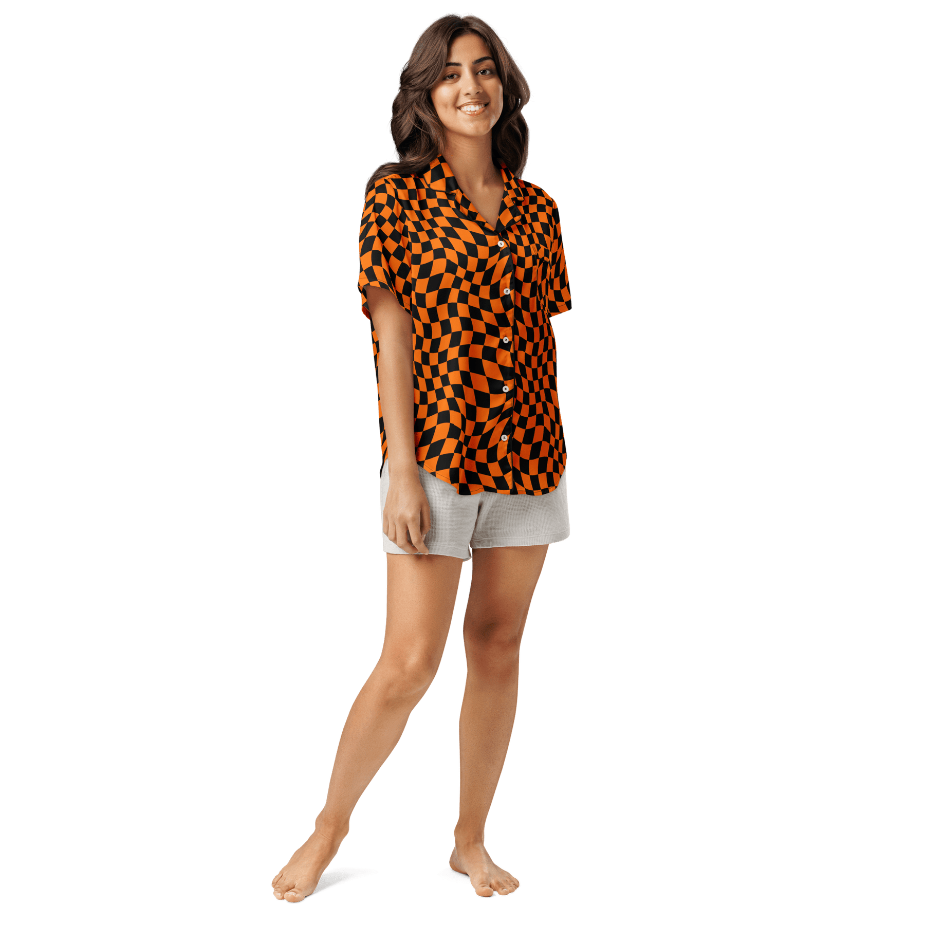 October Tiles Checkered Silky Pajama Top - Goth Cloth Co.1664407_20964