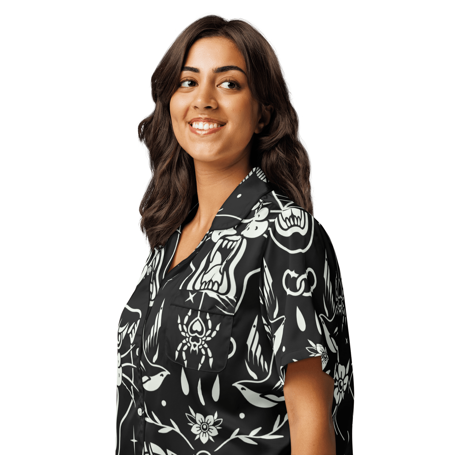 Old School Ink Silky Pajama Top - Goth Cloth Co.8568144_20964