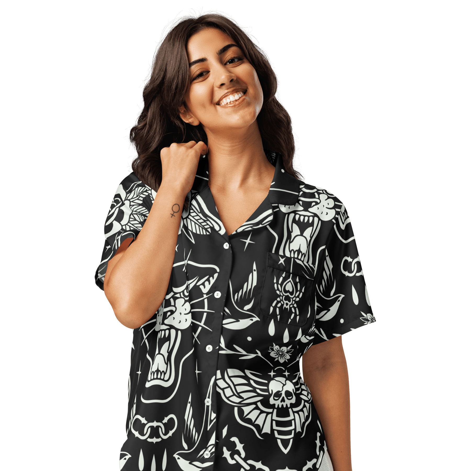 Old School Ink Silky Pajama Top - Goth Cloth Co.8568144_20964