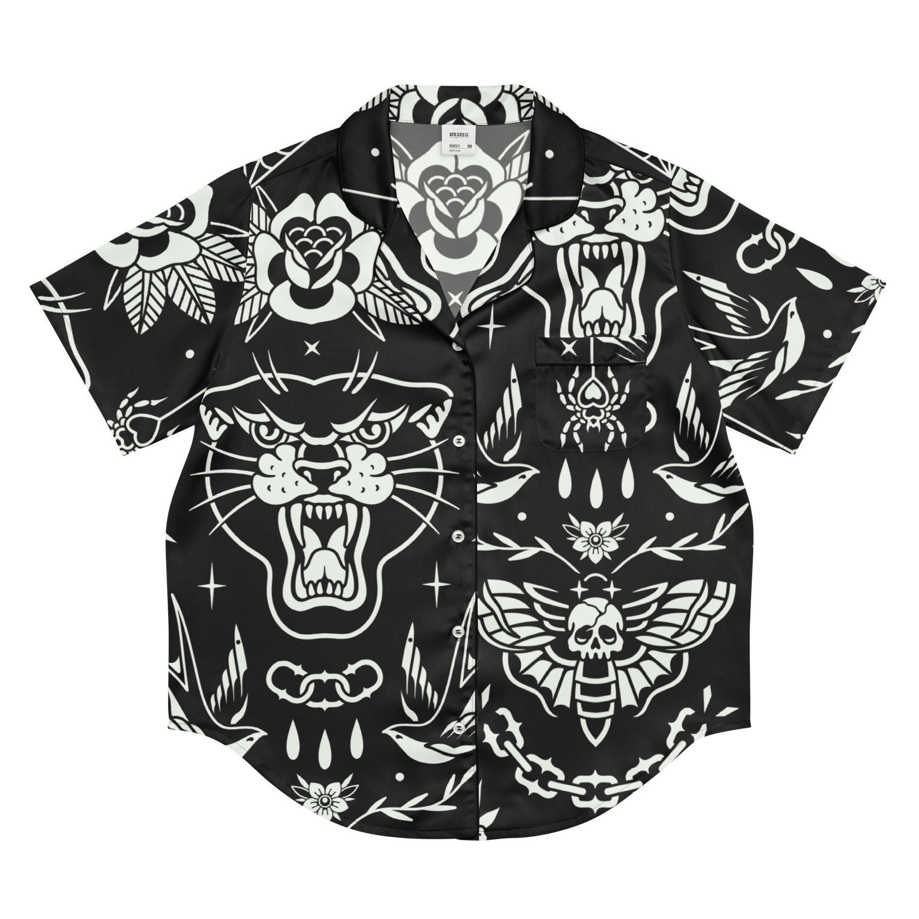 Old School Ink Silky Pajama Top - Goth Cloth Co.8568144_20964