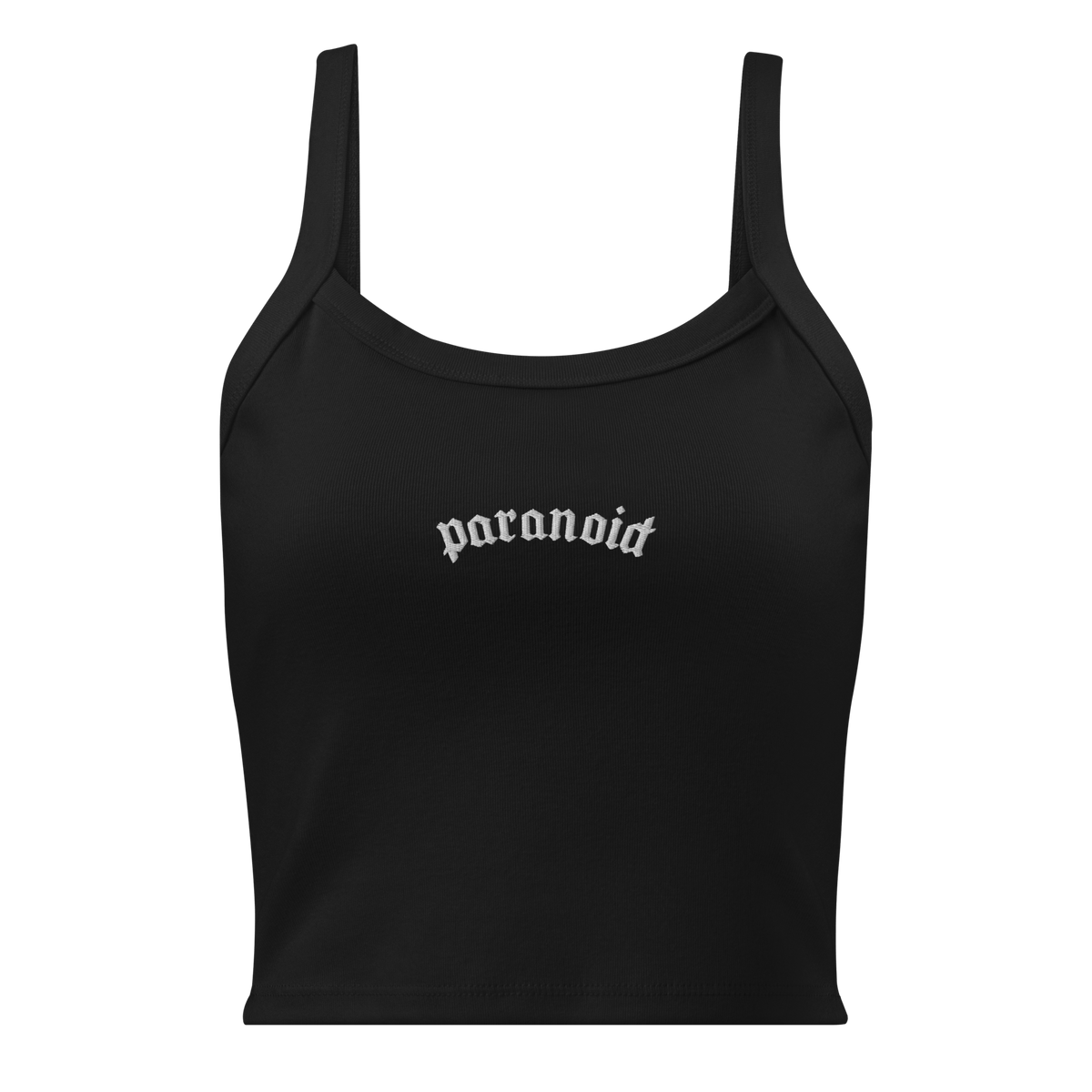 Paranoid Embroidered Ribbed Cropped Tank Top - Goth Cloth Co.2820132_20131