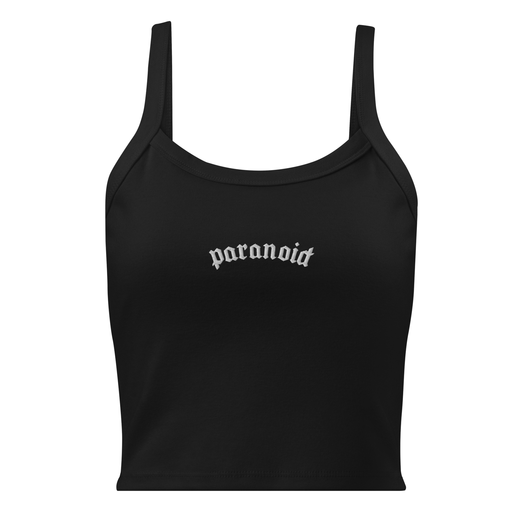 Paranoid Embroidered Ribbed Cropped Tank Top - Goth Cloth Co.2820132_20131