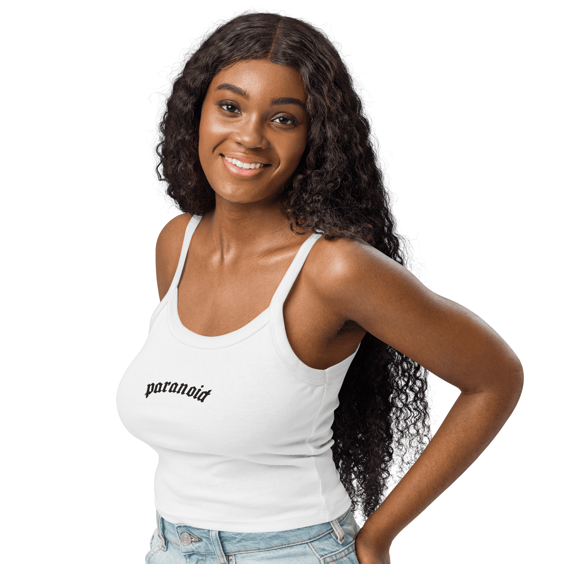 Paranoid Embroidered Ribbed Cropped Tank Top - Goth Cloth Co.8458250_20130