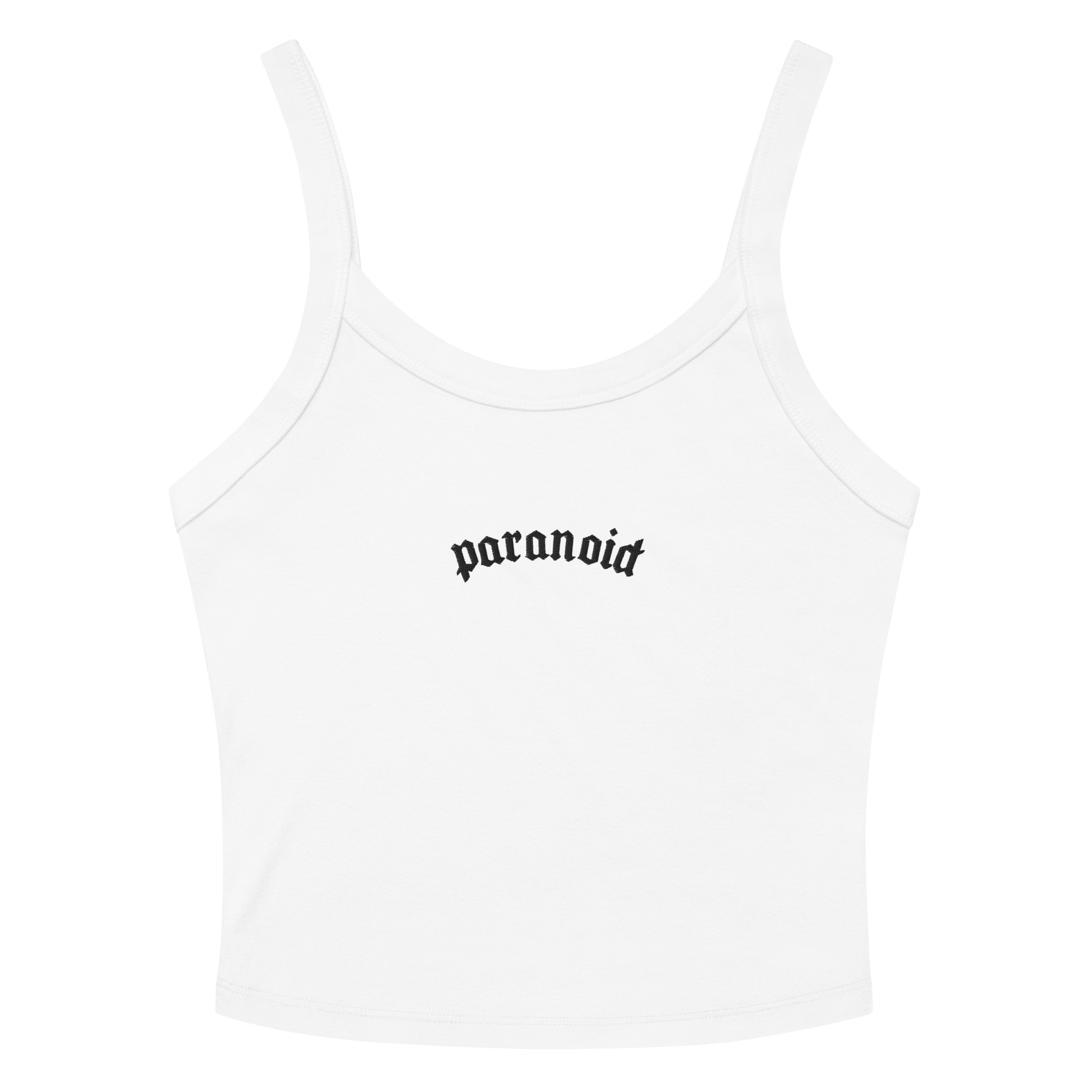 Paranoid Embroidered Ribbed Cropped Tank Top - Goth Cloth Co.8458250_20135