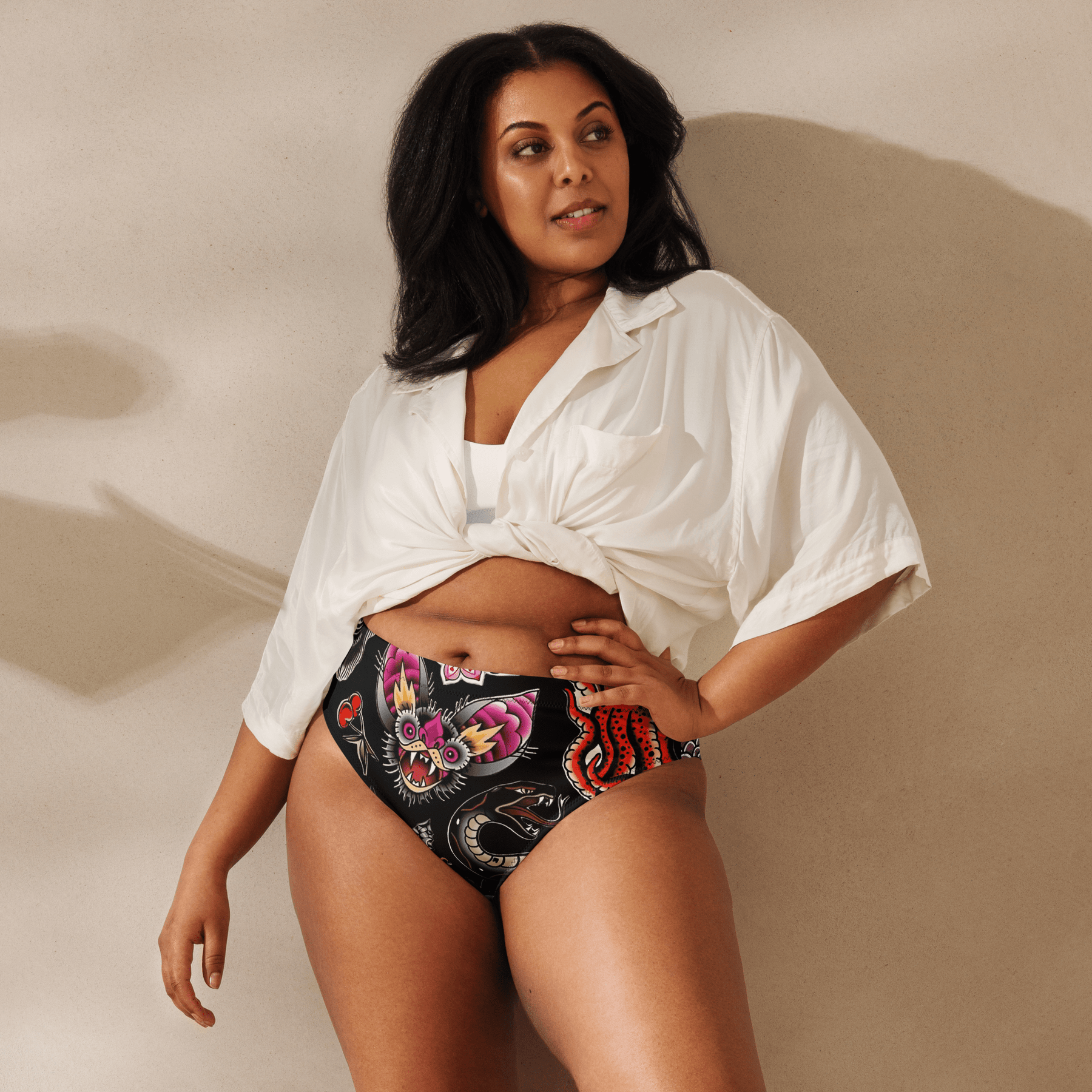 Phantom Flash High - Waisted Sport Bikini Bottom - Goth Cloth Co.2371978_12042