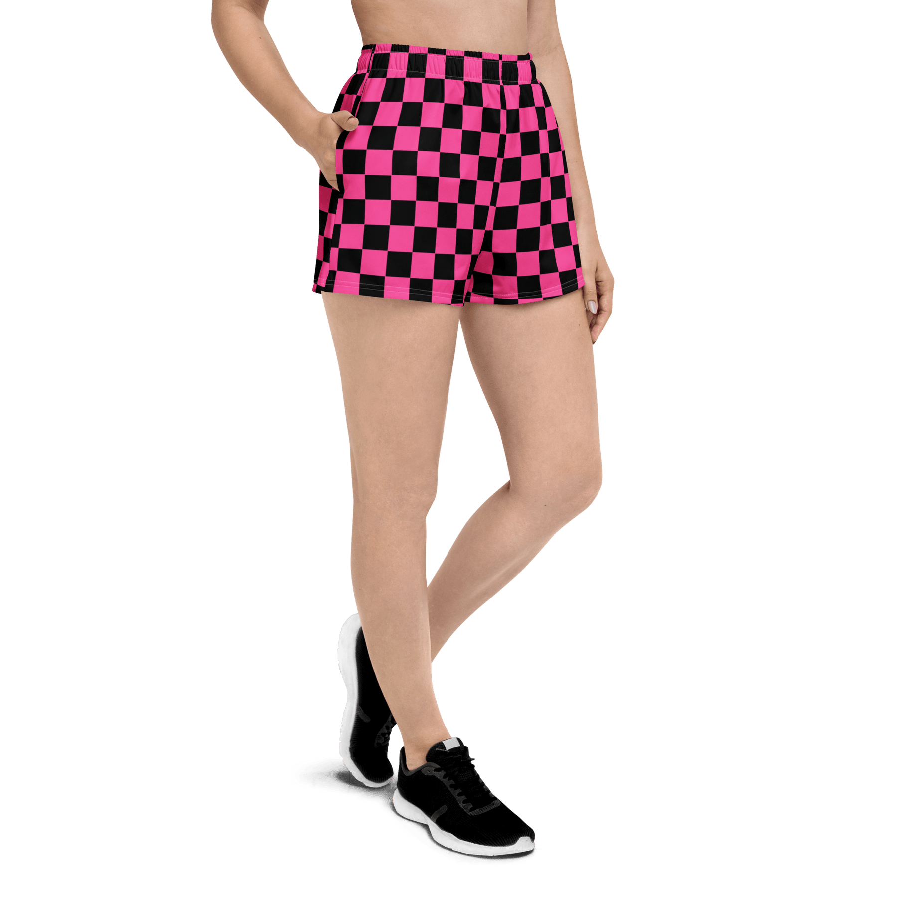 Pink Checkered Unisex Unlined Swim Trunks - Goth Cloth Co.4140229_9804