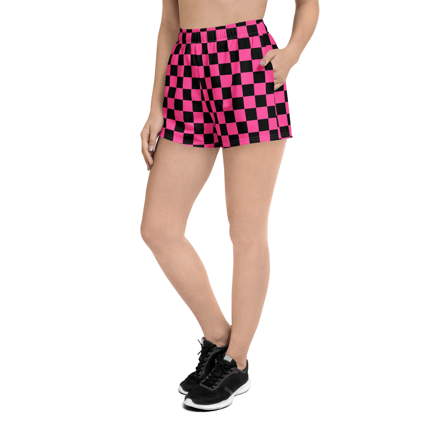 Pink Checkered Unisex Unlined Swim Trunks - Goth Cloth Co.4140229_9804