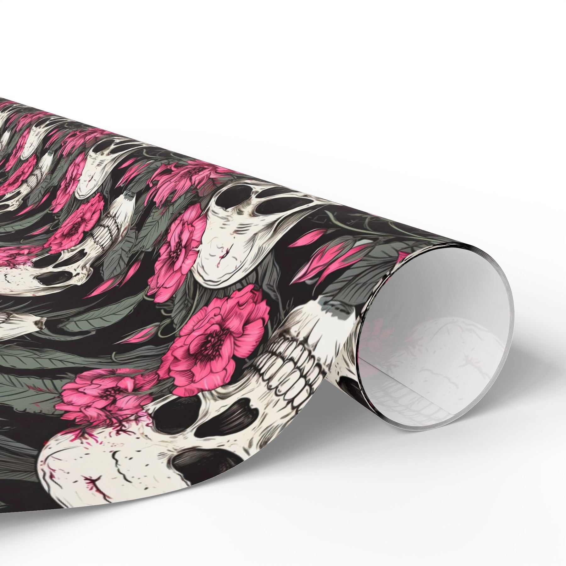 Pink Flowers and Skulls Gift Wrap - Goth Cloth Co.Home Decor25802296462209928532