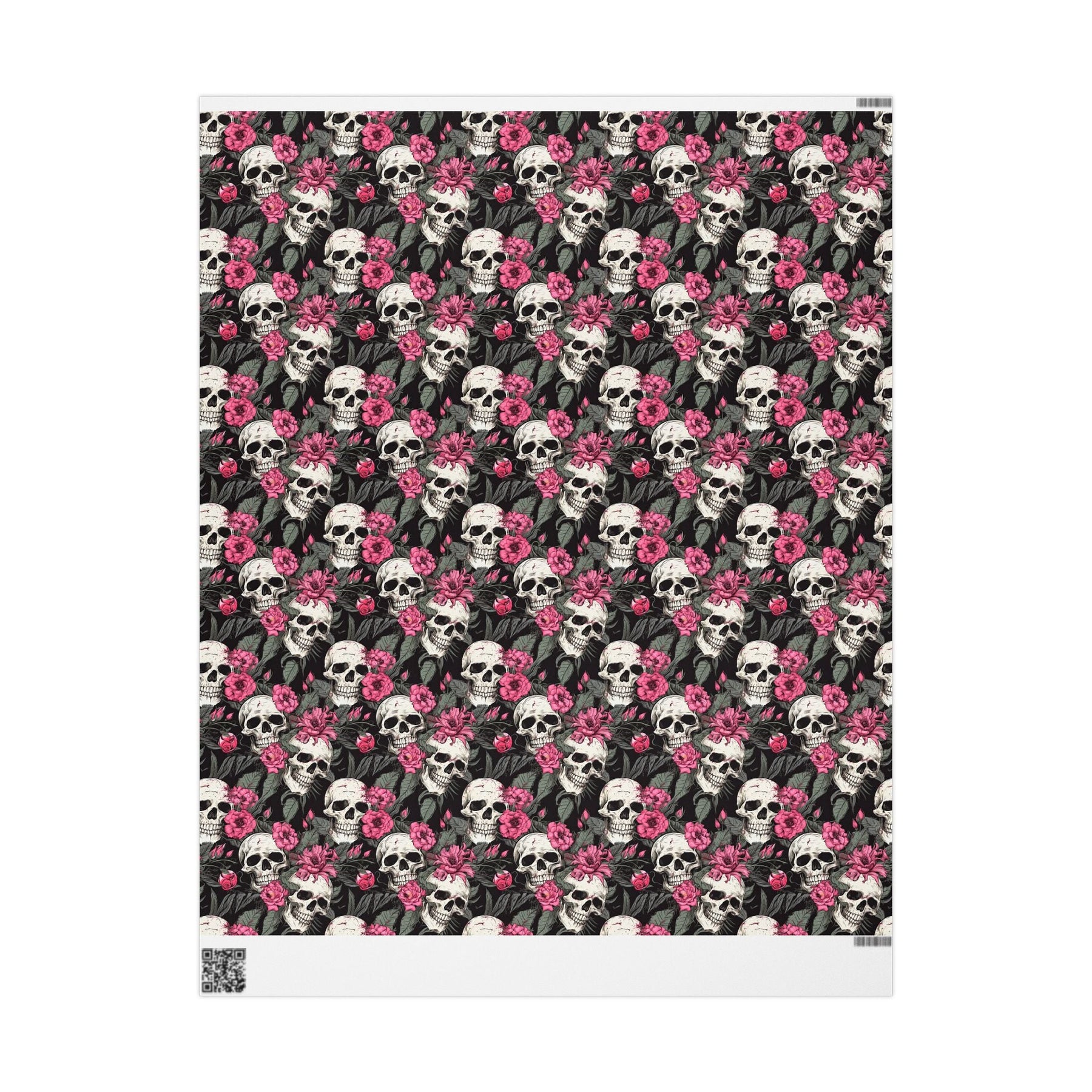 Pink Flowers and Skulls Gift Wrap - Goth Cloth Co.Home Decor25802296462209928532