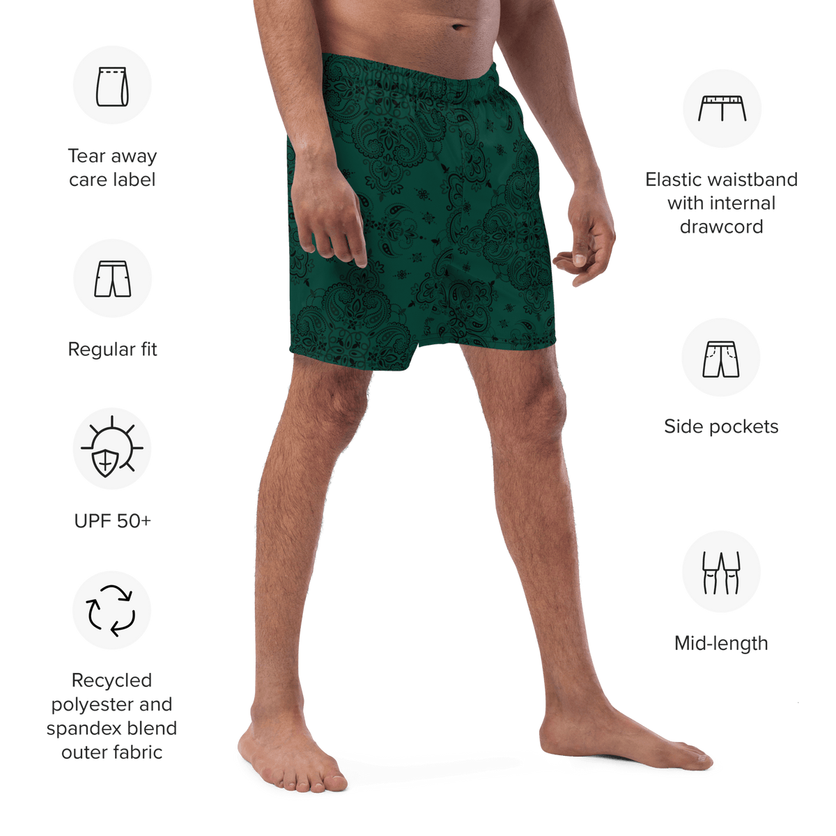 Poison Paisley Men's Lined Swim Trunks - Goth Cloth Co.2778517_14636