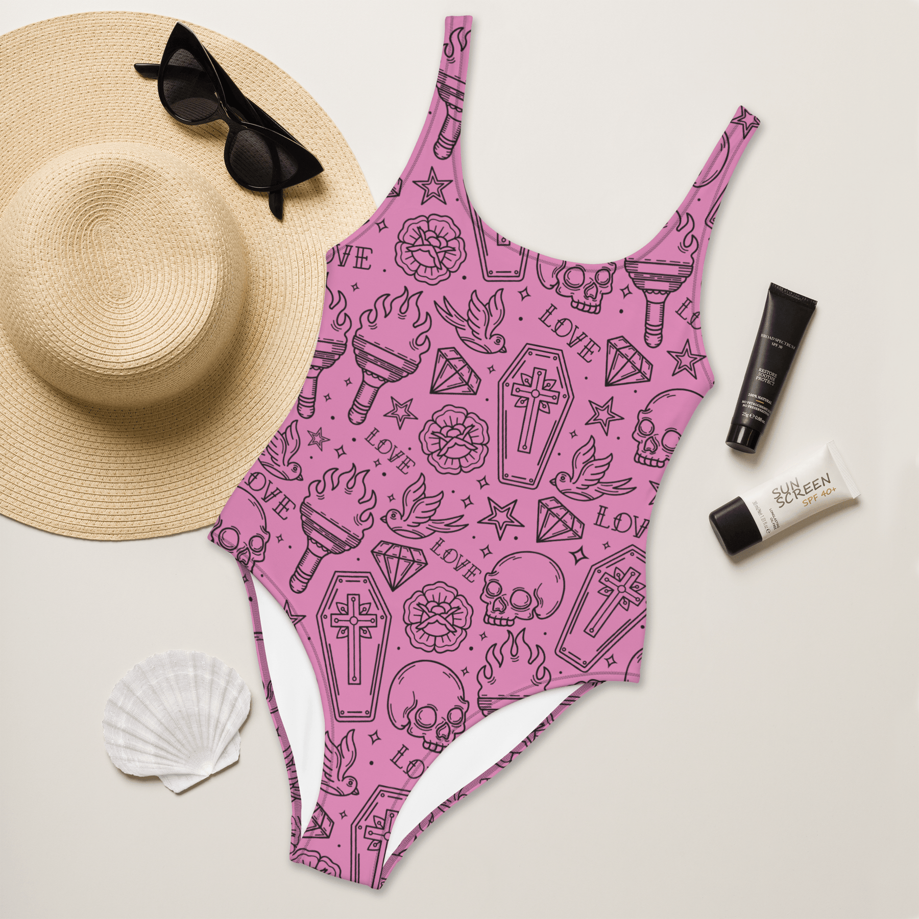Punk in Pink One-Piece Swimsuit - Goth Cloth Co.4379401_9014