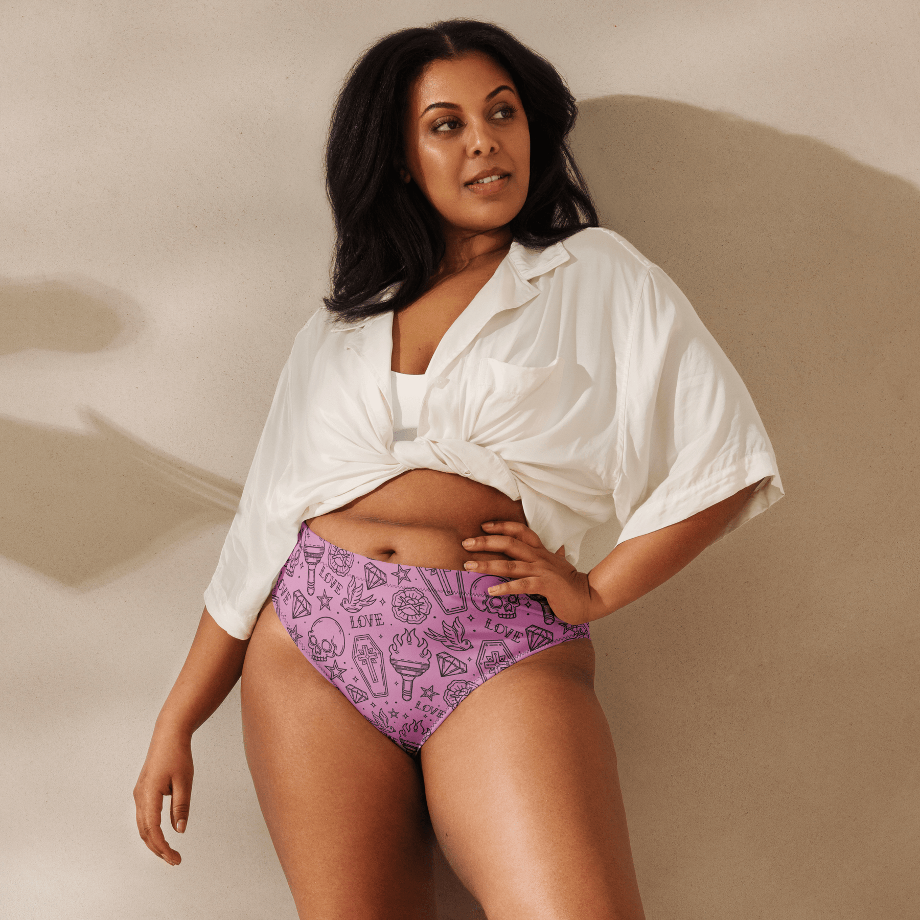 Punk in Pink Sport High - Waisted Bikini Bottom - Goth Cloth Co.9102356_12042