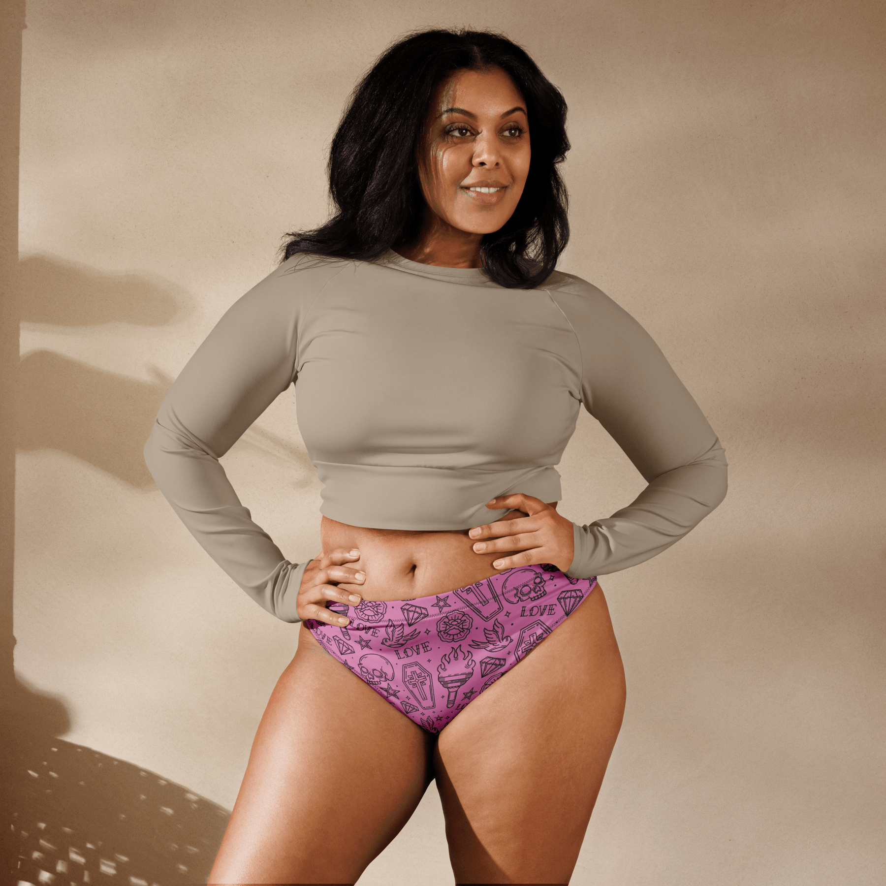 Punk in Pink Sport High - Waisted Bikini Bottom - Goth Cloth Co.9102356_12042