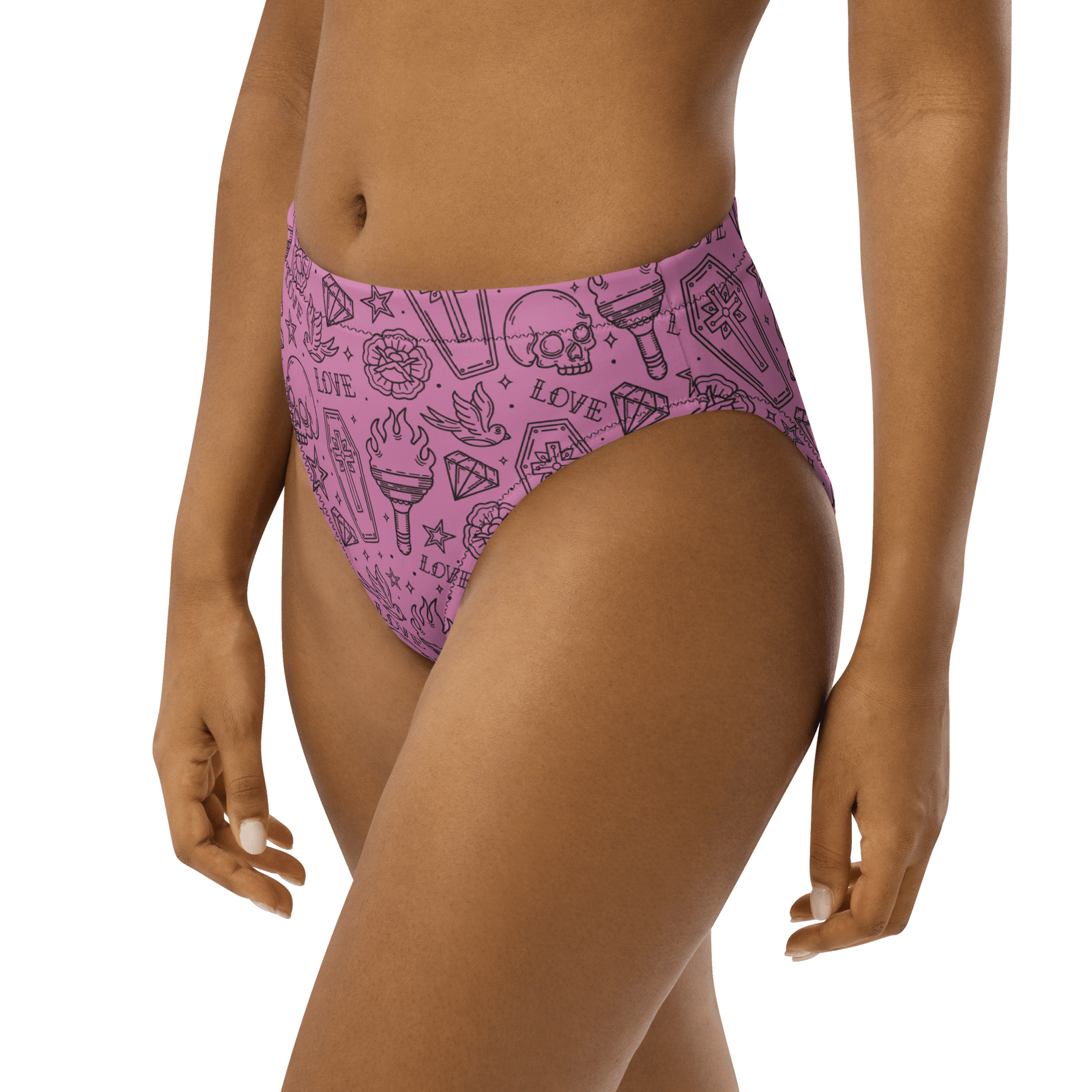 Punk in Pink Sport High - Waisted Bikini Bottom - Goth Cloth Co.9102356_12042