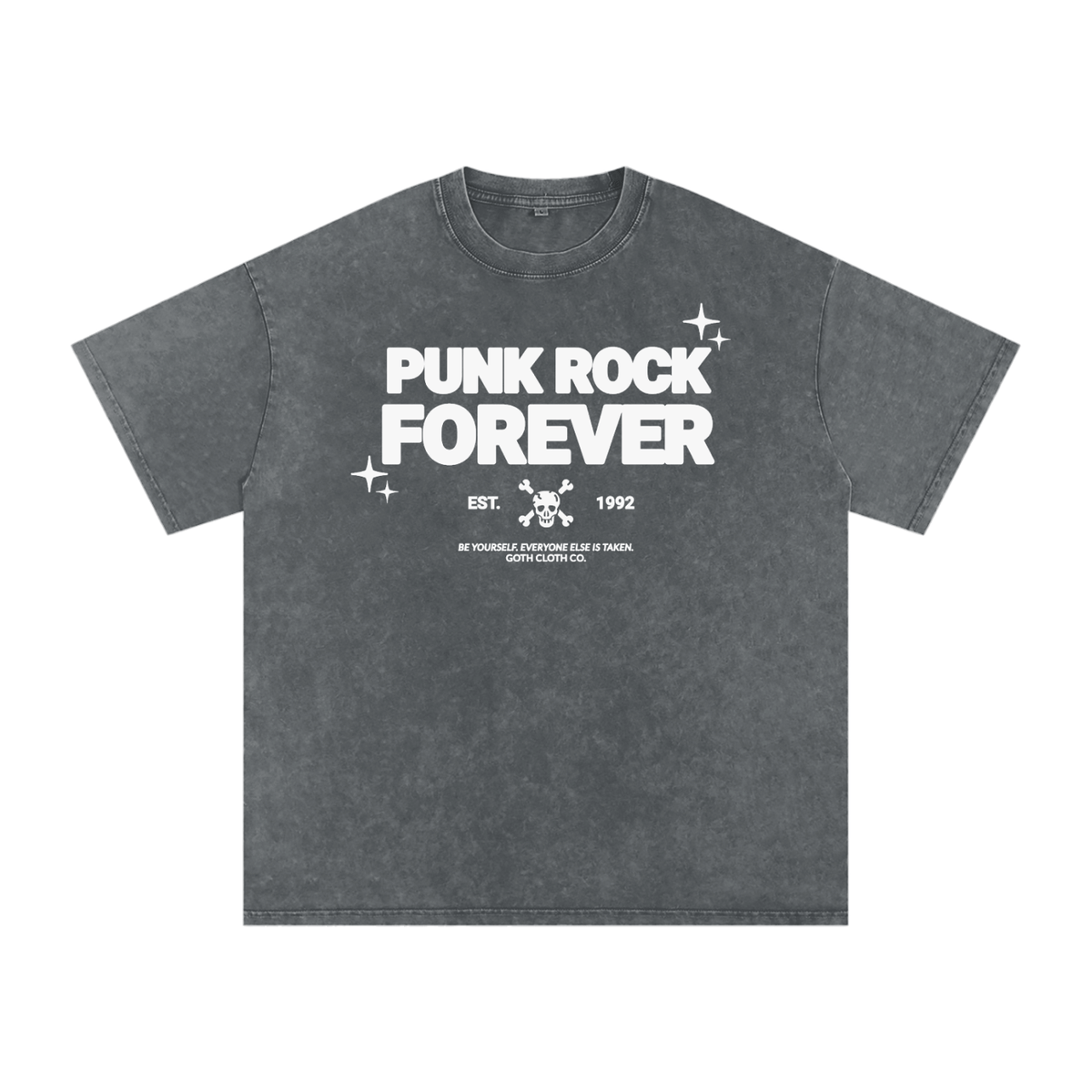 Punk Rock Forever Snow Washed Oversized Cotton T-Shirt - Goth Cloth Co.251218PODPQ1534007