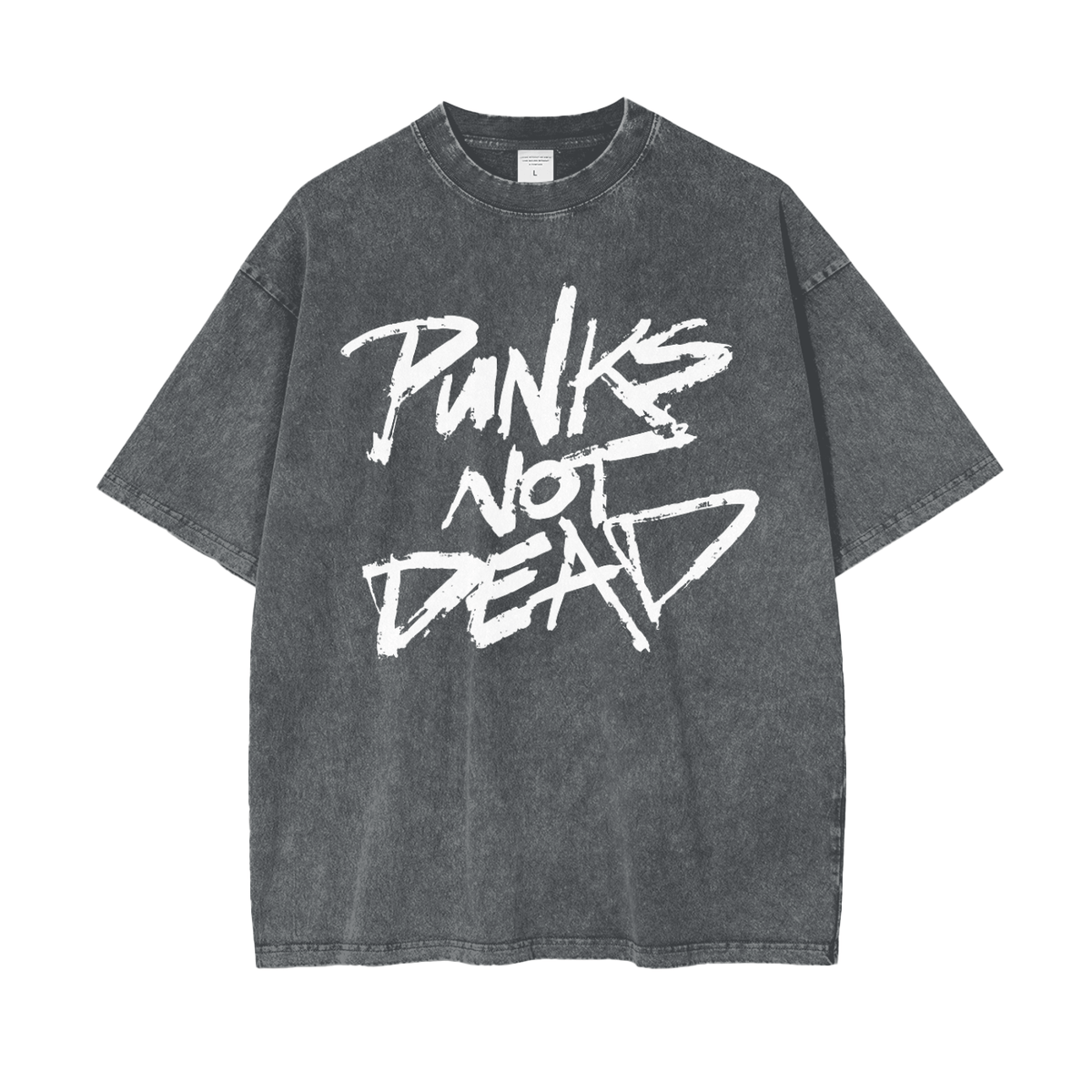 Punks Not Dead Acid Washed Oversized Tee - Goth Cloth Co.250408PODPQ0329#006