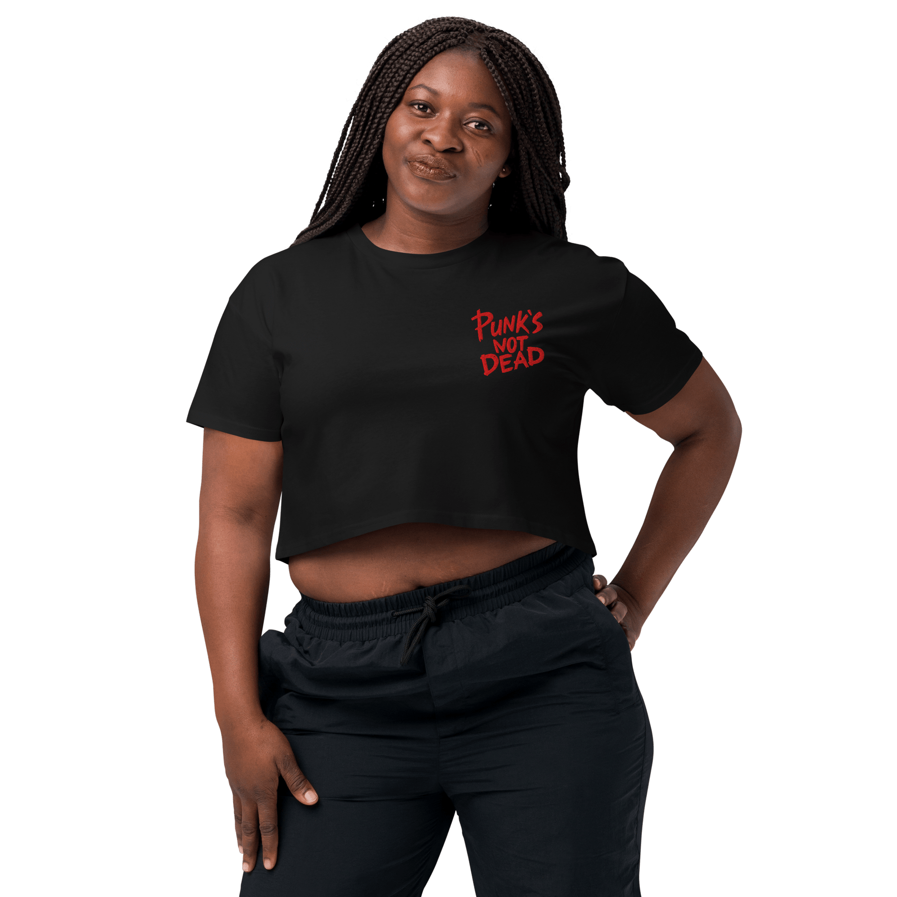 Punk's Not Dead Embroidered Crop Top - Goth Cloth Co.9398377_17240