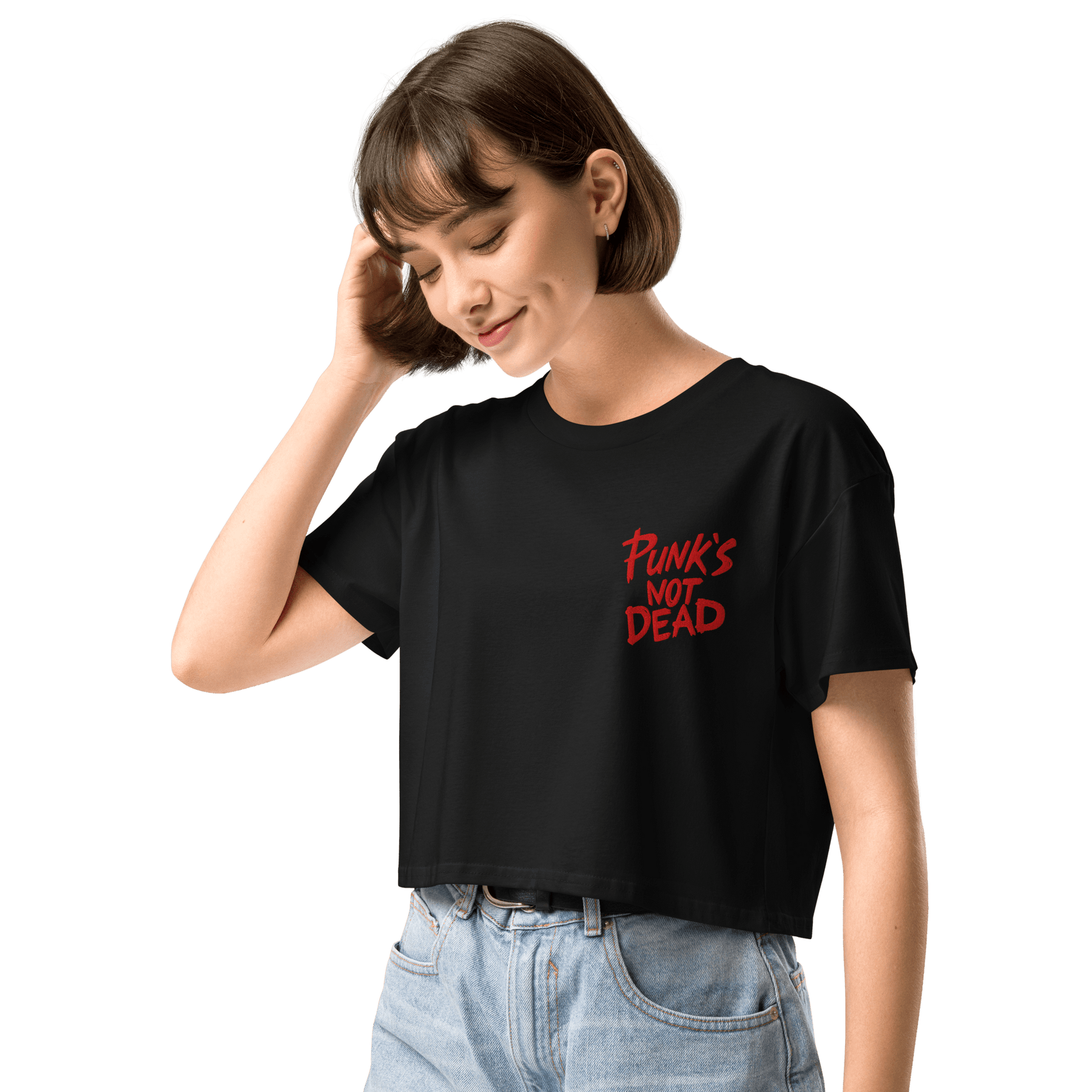 Punk's Not Dead Embroidered Crop Top - Goth Cloth Co.9398377_17240