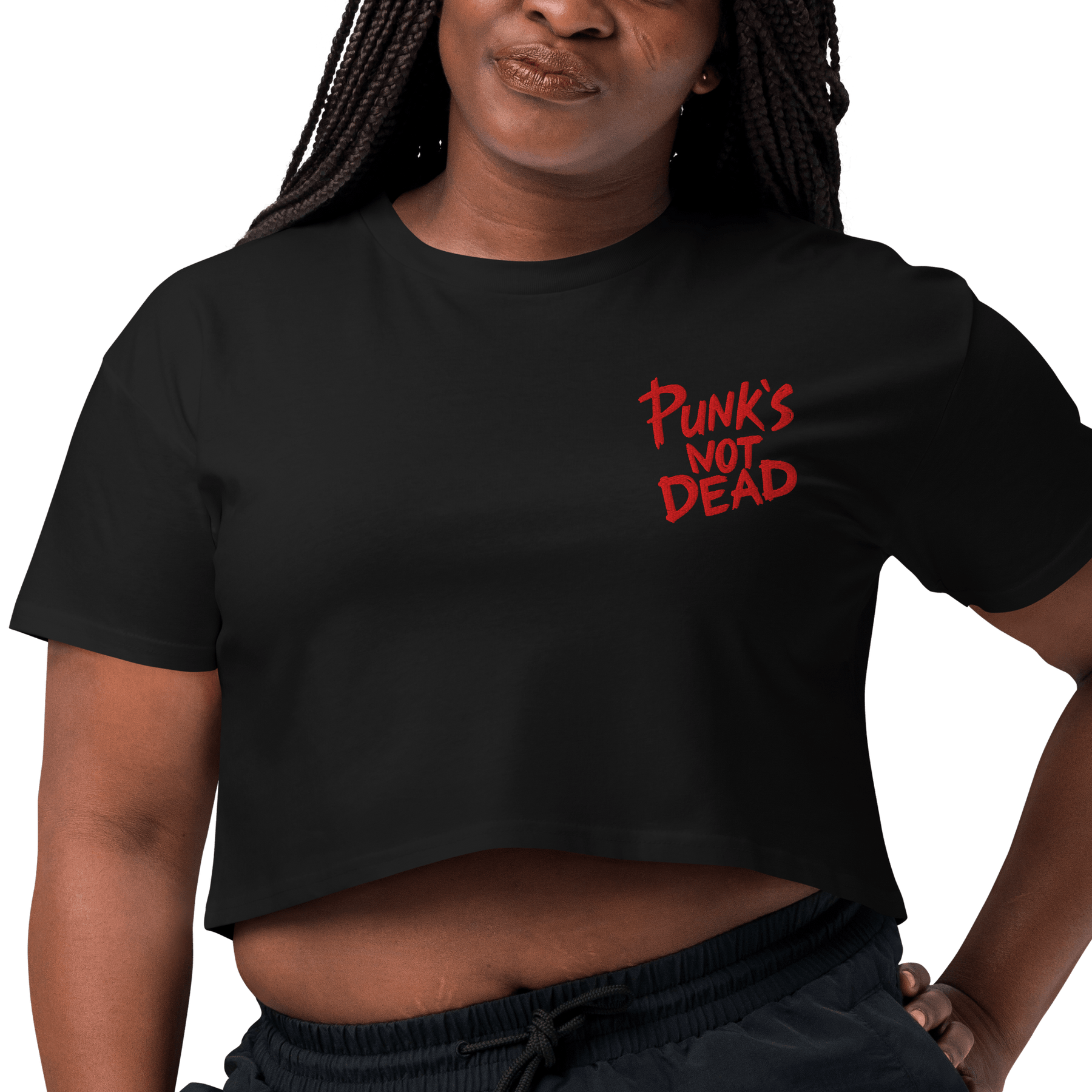 Punk's Not Dead Embroidered Crop Top - Goth Cloth Co.9398377_17240