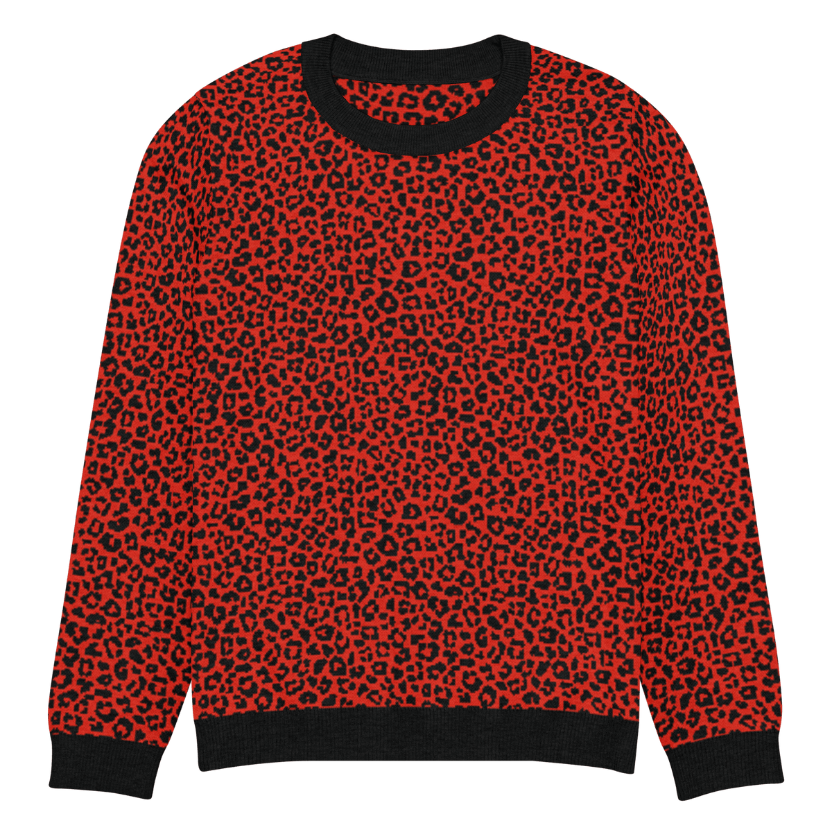 Red Leopard Knit Crewneck Sweater - Goth Cloth Co.5383292_19635