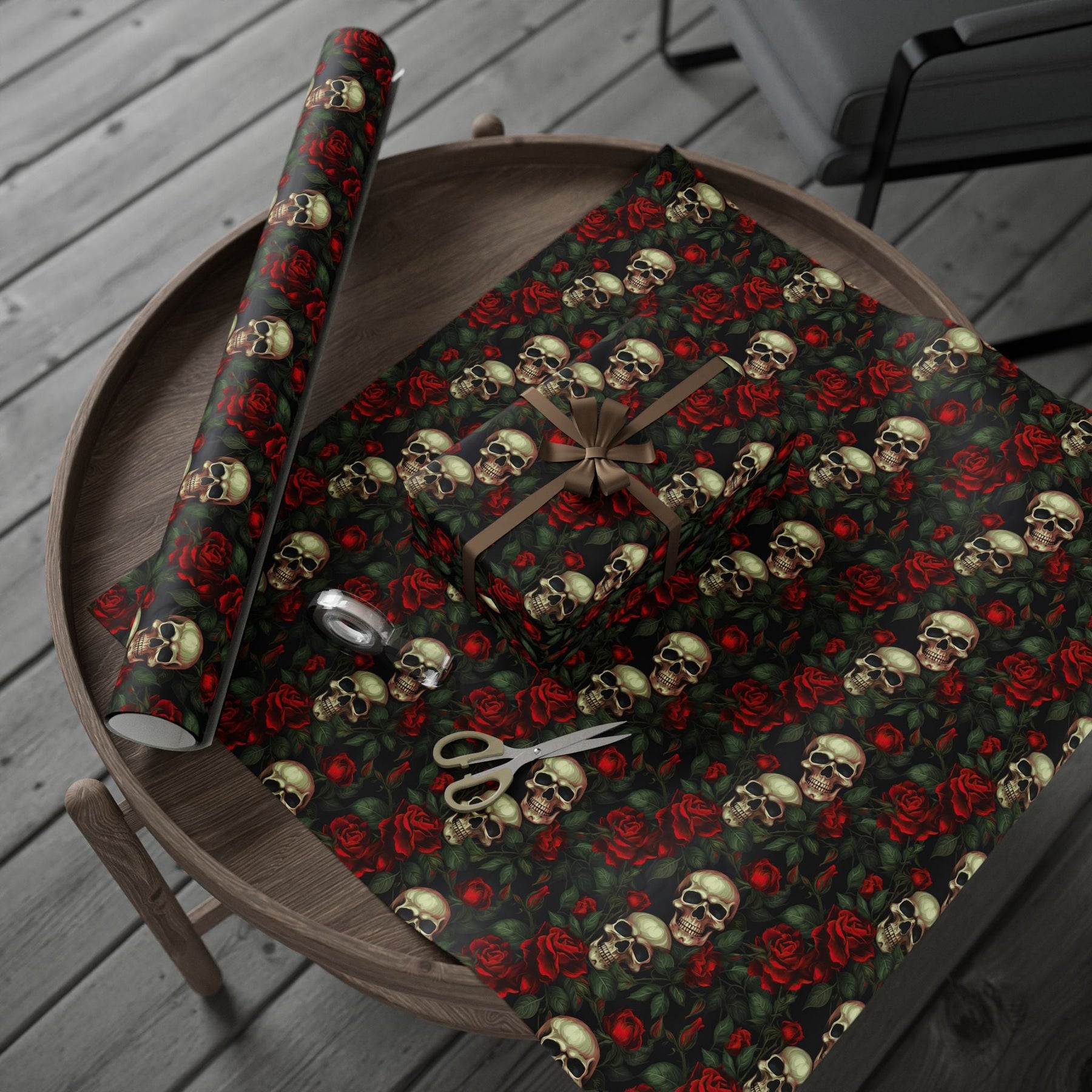 Red Rose and Skull Gift Wrap - Goth Cloth Co.Home Decor65590153835977600861