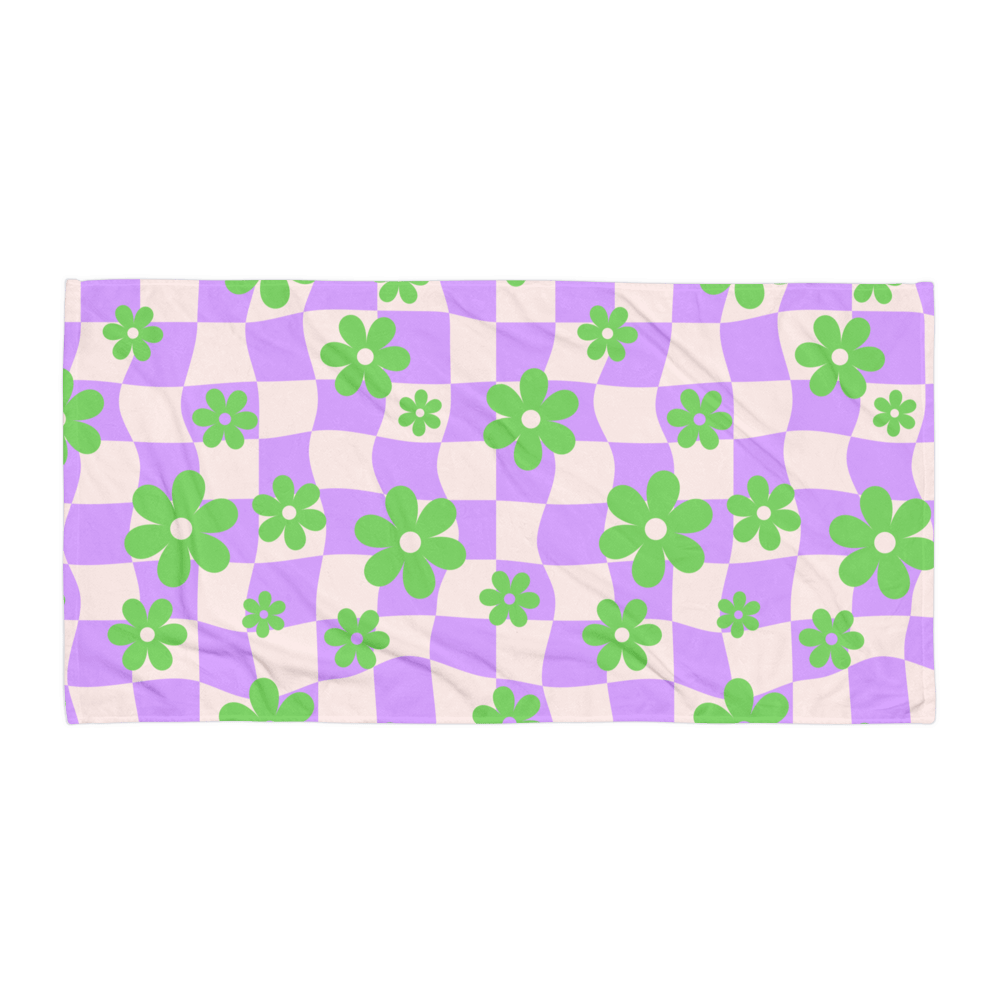 Retro Flowers Checkered Beach Towel - Goth Cloth Co.7554502_8874