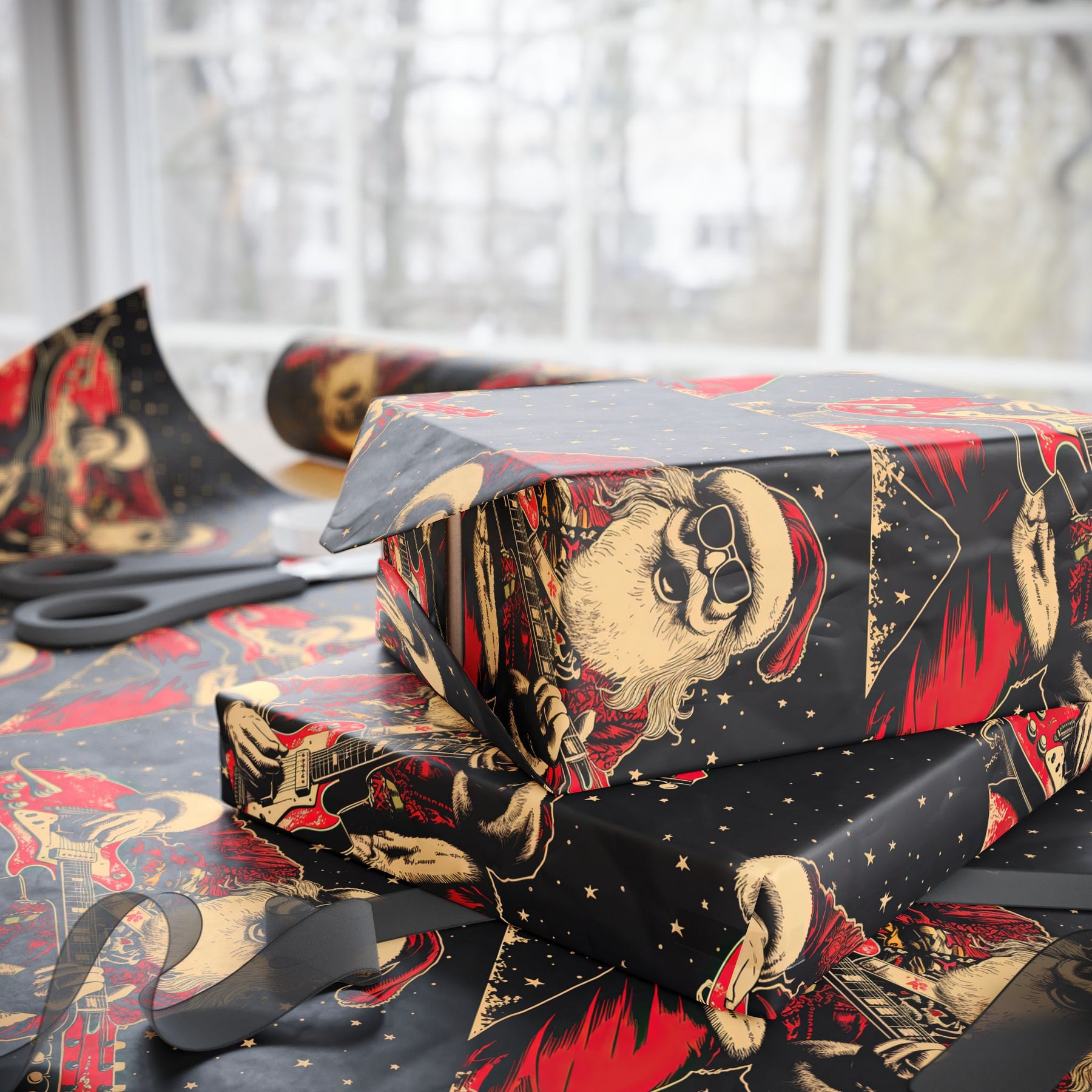 Rock - n - Roll Santa Gift Wrap - Goth Cloth Co.Home Decor15241661816361653606