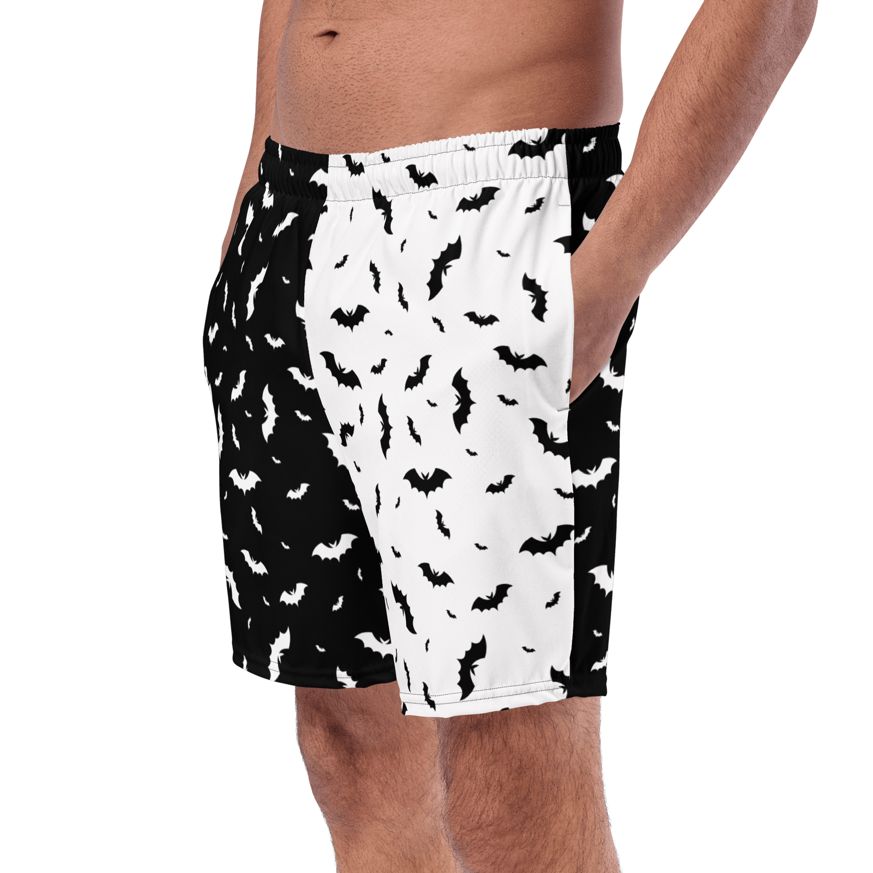 Seeing Double Split Bats Men's Lined Swim Trunks - Goth Cloth Co.7021657_14636
