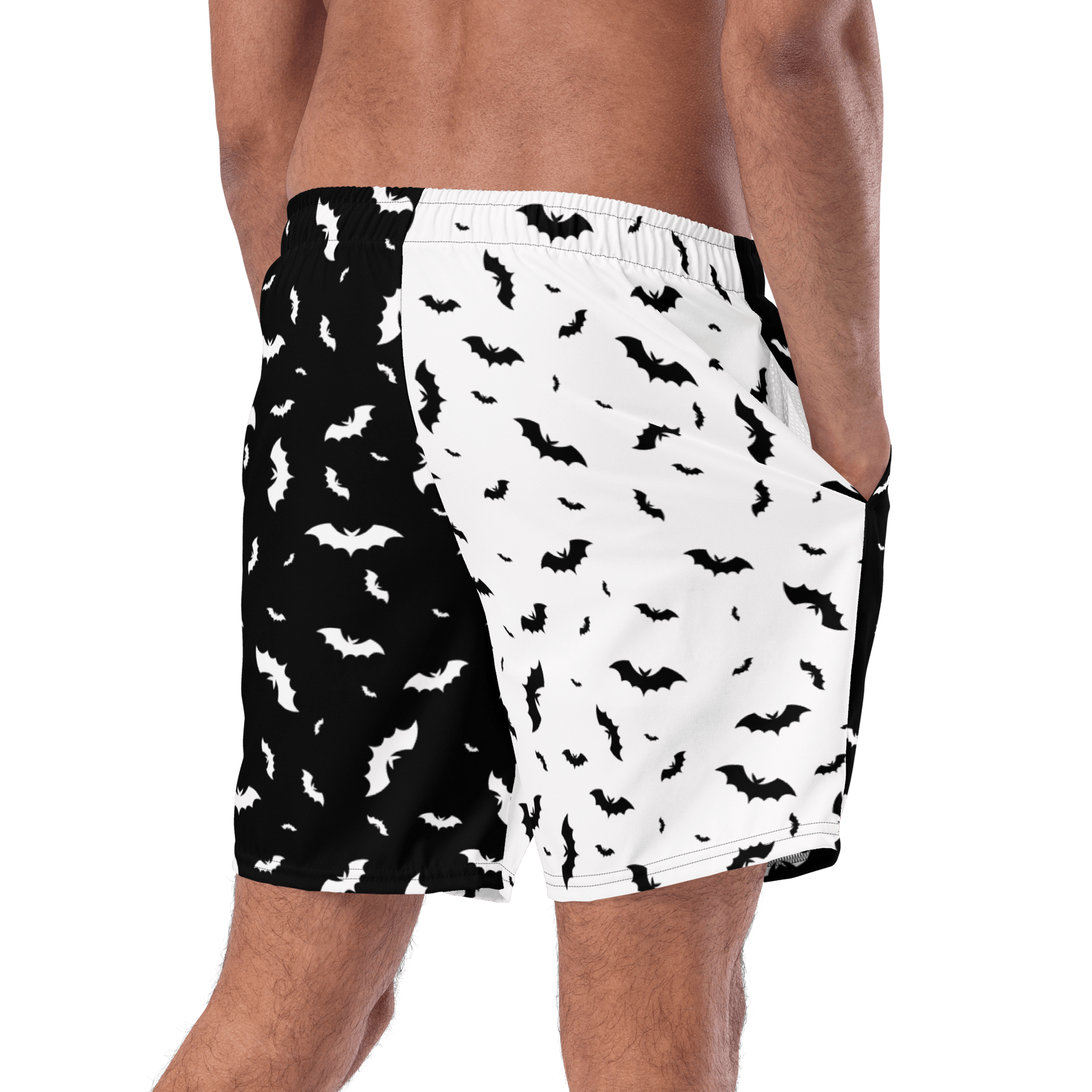 Seeing Double Split Bats Men's Lined Swim Trunks - Goth Cloth Co.7021657_14636