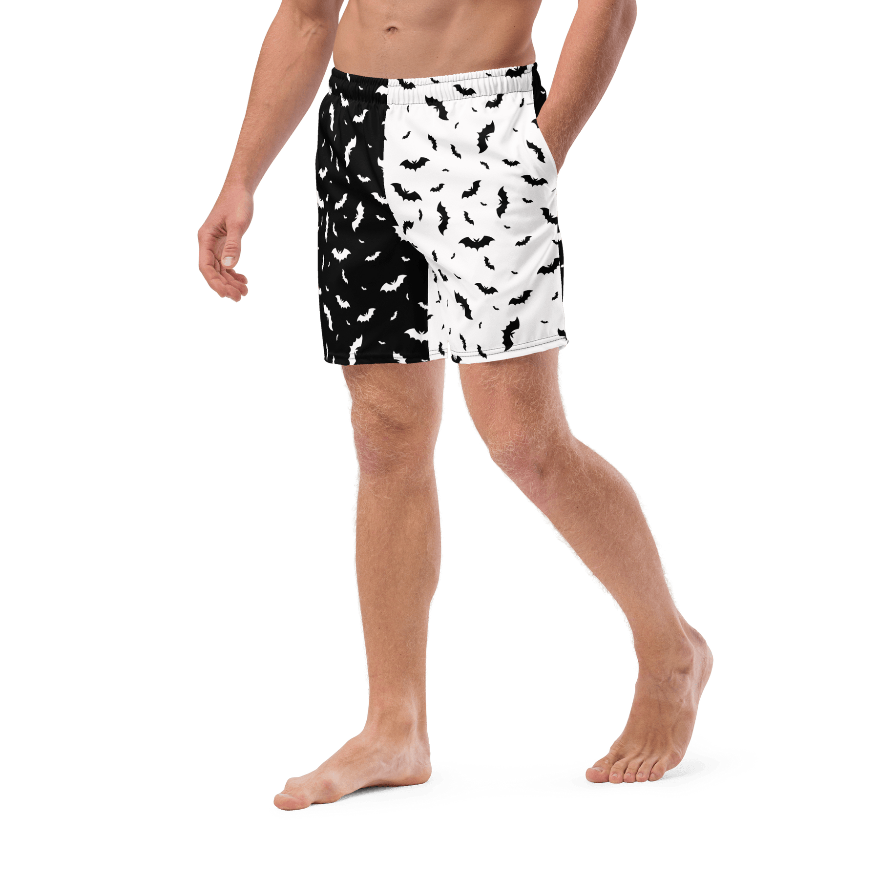 Seeing Double Split Bats Men's Lined Swim Trunks - Goth Cloth Co.7021657_14636