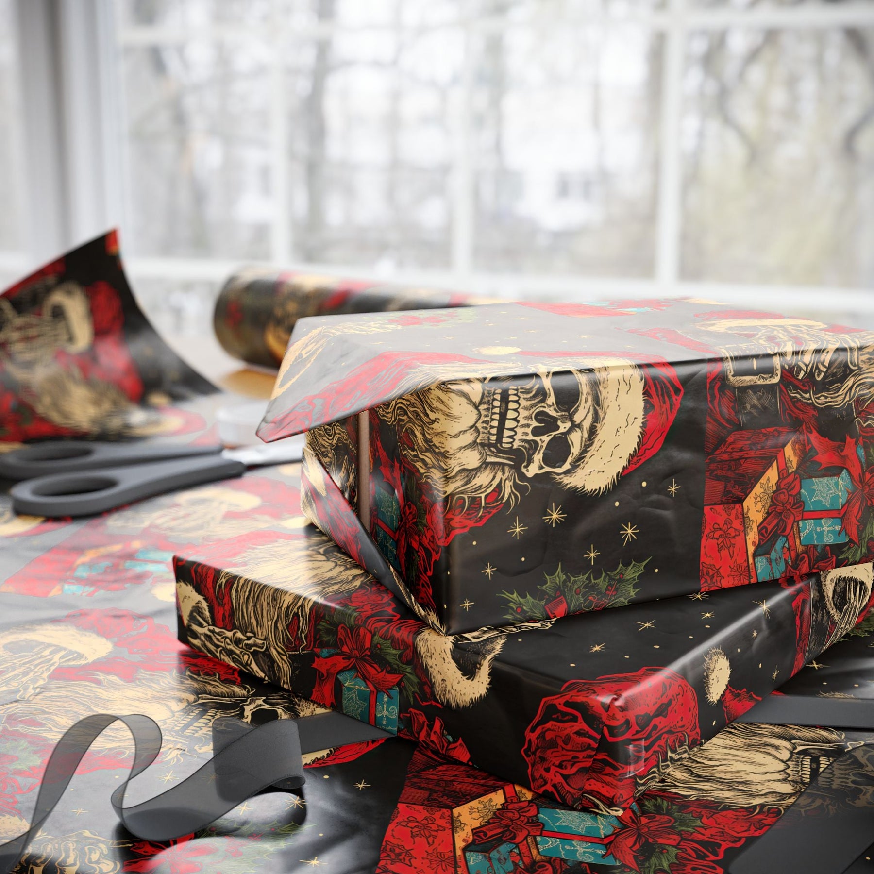 Skeleton Santa Gift Wrap - Goth Cloth Co.Home Decor30152642245932598098