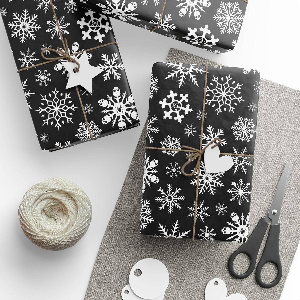 Skulldrift Snowflake Gift Wrap - Goth Cloth Co.Home Decor33472723716832694247