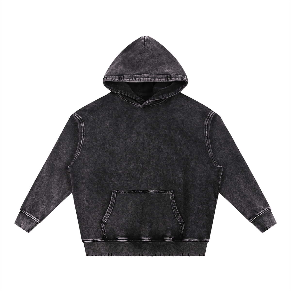Snow Wash Hand - Frayed Heavyweight Hoodie - Goth Cloth Co.251217PODRA1607011