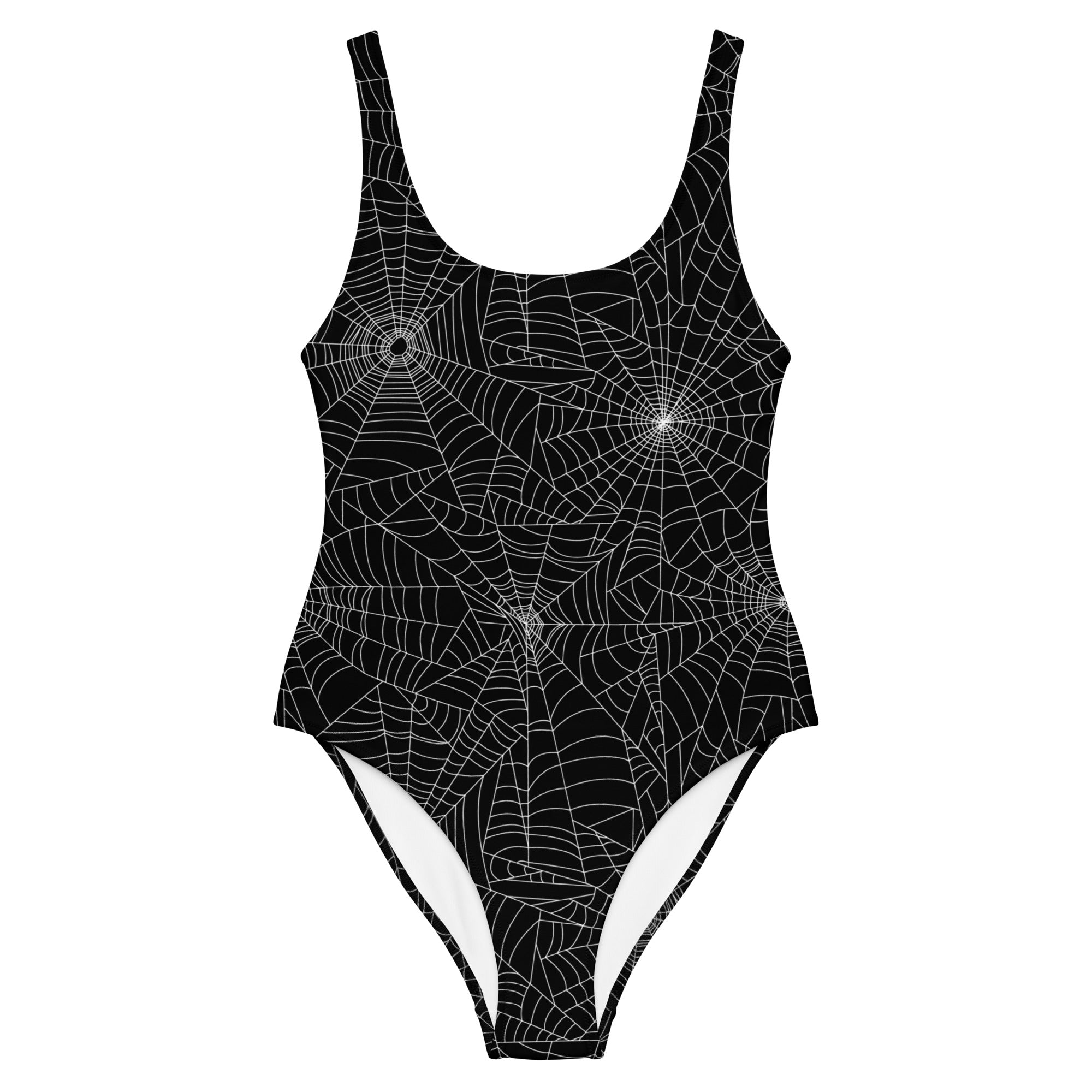 Gothic Spider Web Print One-Piece Swimsuit Goth Cloth