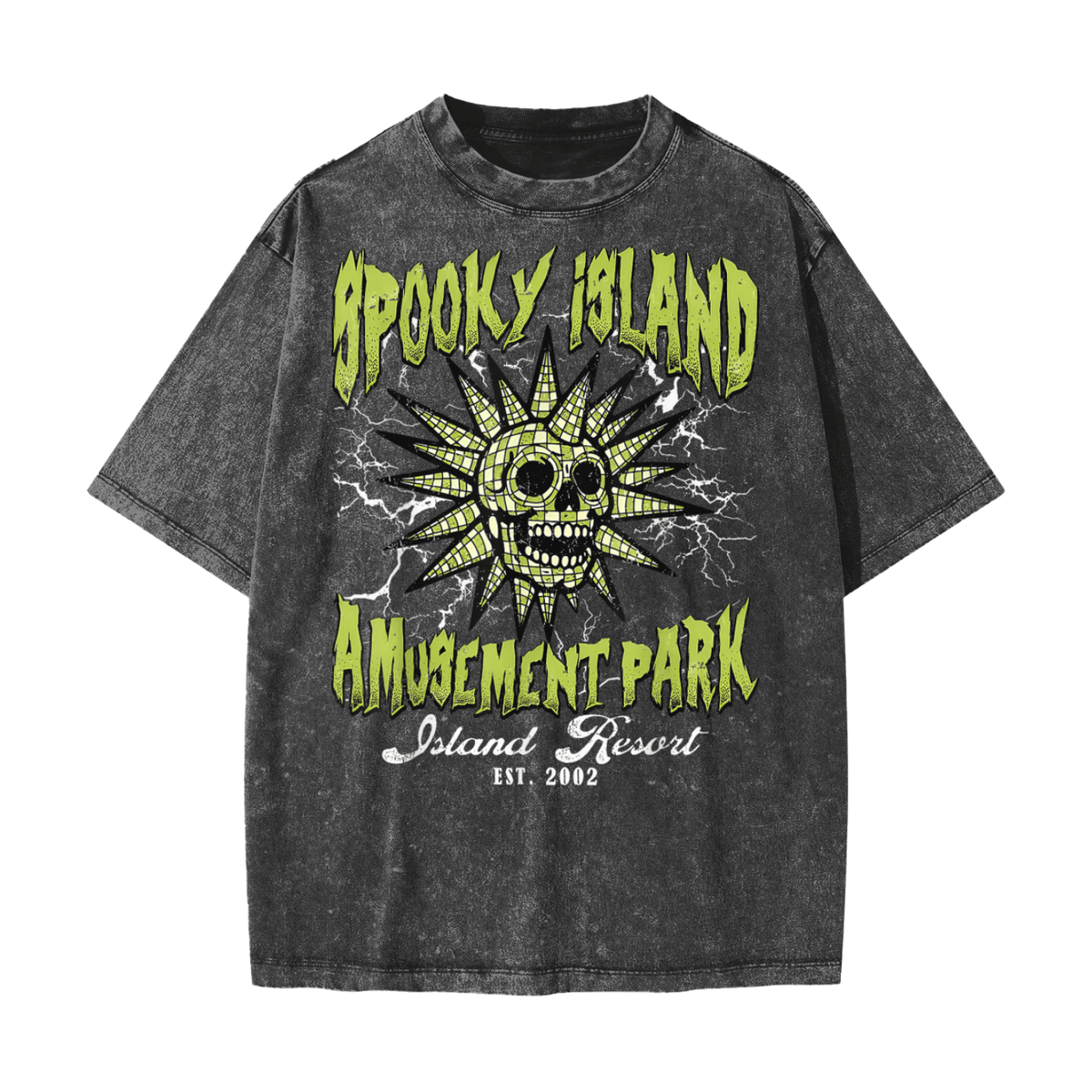 Spooky Island Amusement Park Snow Washed T-Shirt - Goth Cloth Co.250819PODPQ0281001