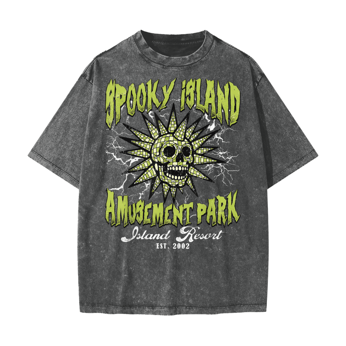 Spooky Island Amusement Park Snow Washed T-Shirt - Goth Cloth Co.250819PODPQ0281007