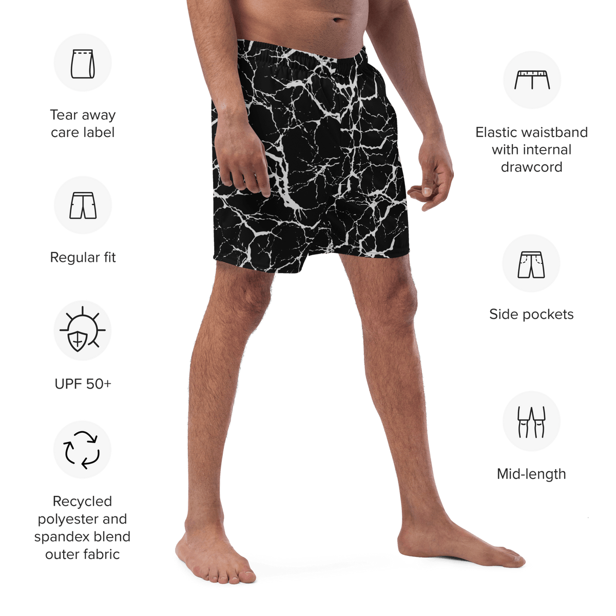 Static Veins Men's Lined Swim Trunks - Goth Cloth Co.7294161_14636