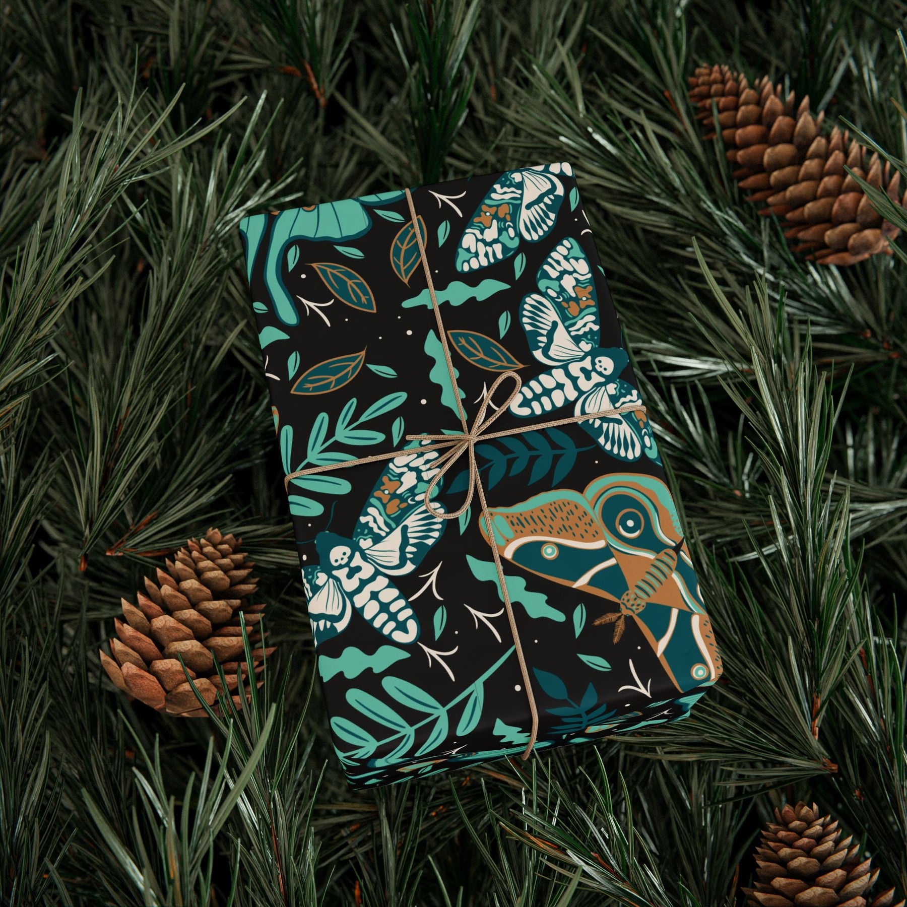Teal Death Moth Spooky Gift Wrap - Goth Cloth Co.Home Decor14156410968326879203