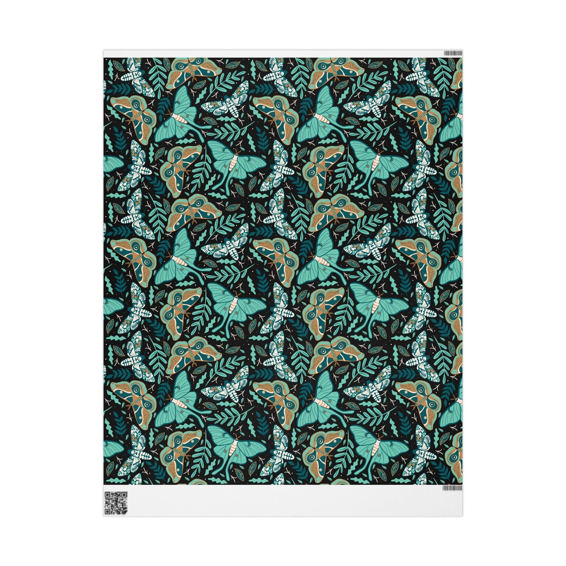 Teal Death Moth Spooky Gift Wrap - Goth Cloth Co.Home Decor14156410968326879203