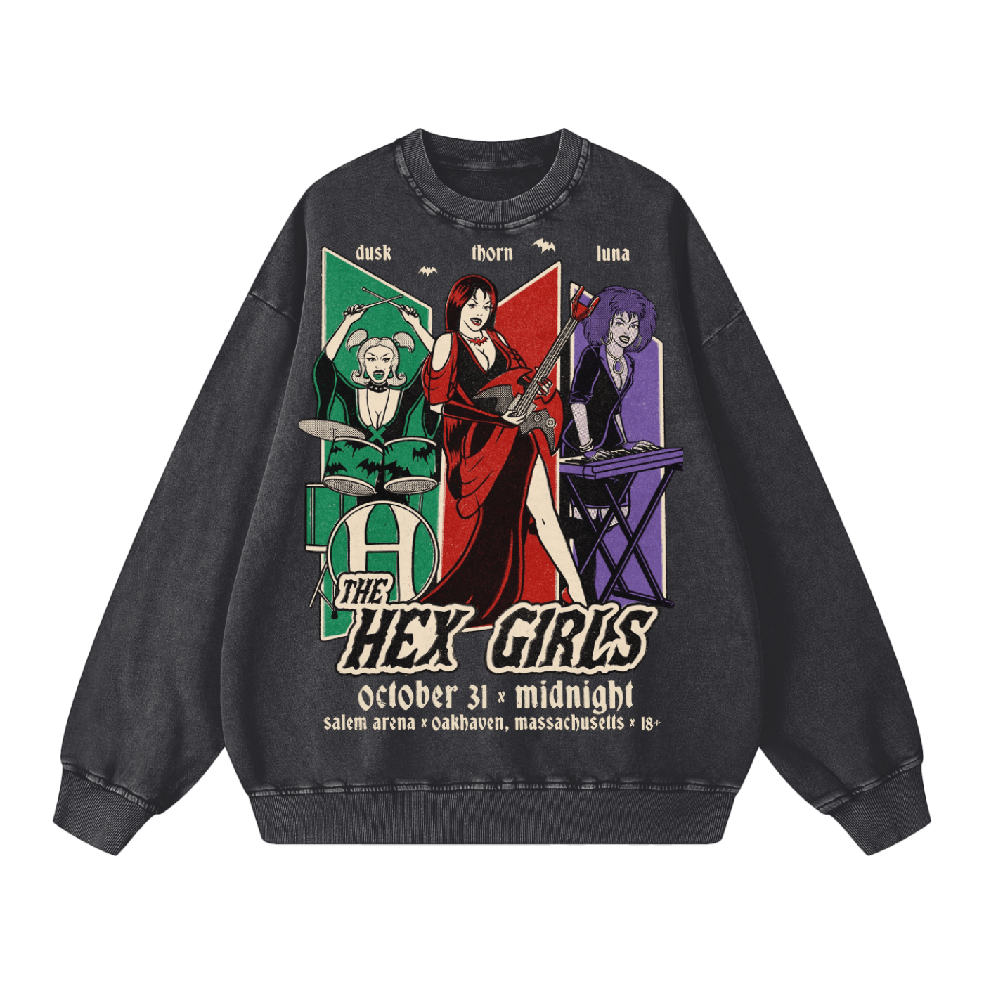 E-girlsグッズ The Hex Girls Vintage Acid Wash Oversize Sweatshirt | Vintage Gothic