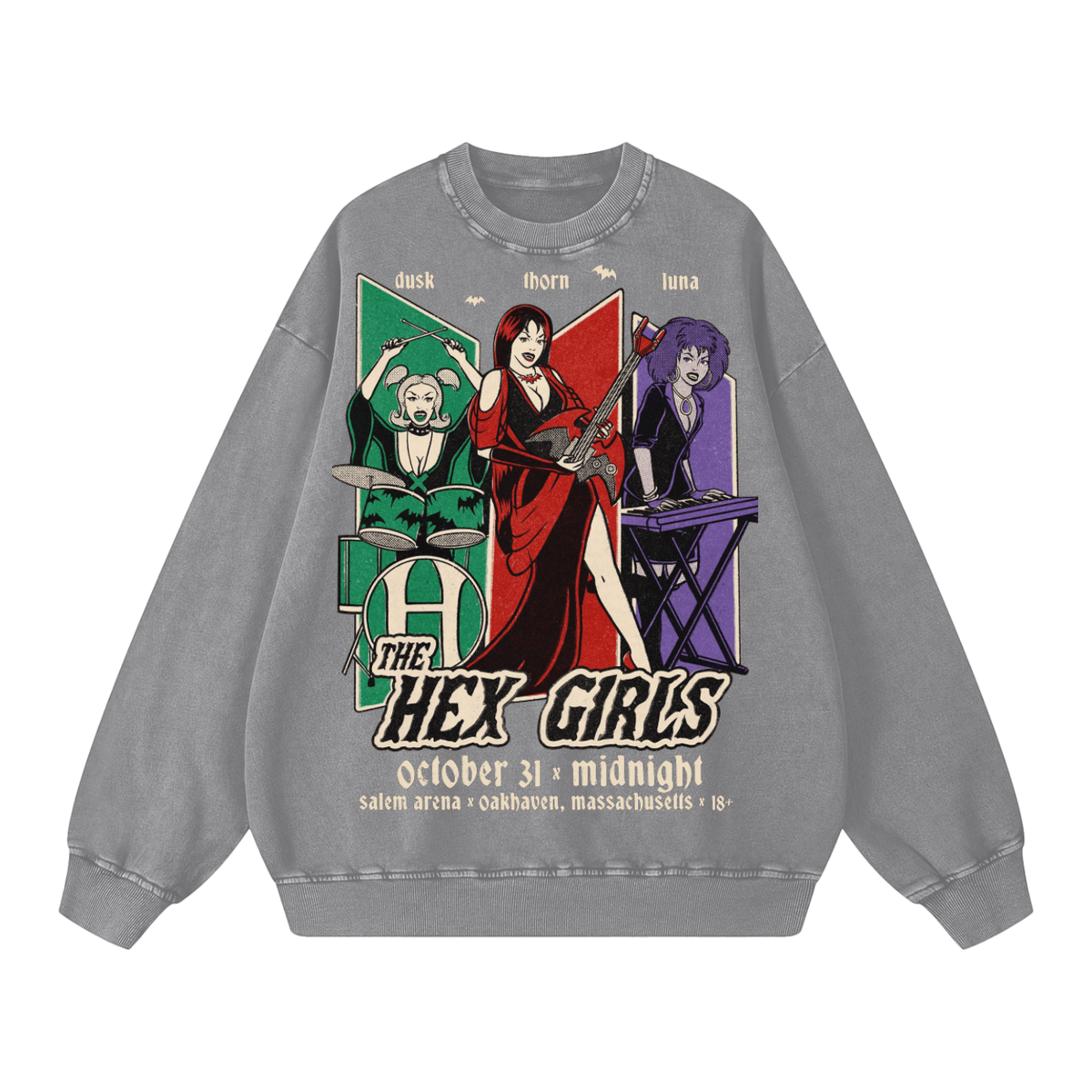 The Hex Girls Vintage Acid Wash Oversize Sweatshirt - Goth Cloth Co.250730PODRA0273006