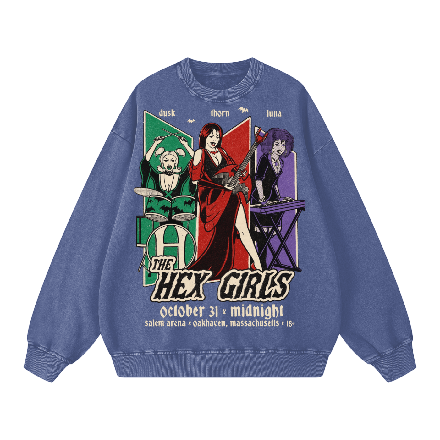 The Hex Girls Vintage Acid Wash Oversize Sweatshirt - Goth Cloth Co.250730PODRA0273011