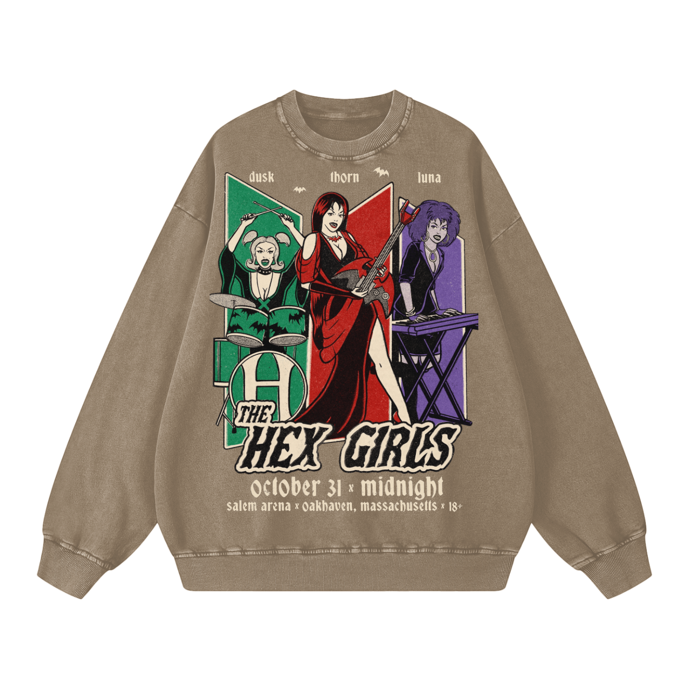 The Hex Girls Vintage Acid Wash Oversize Sweatshirt - Goth Cloth Co.250730PODRA0273016