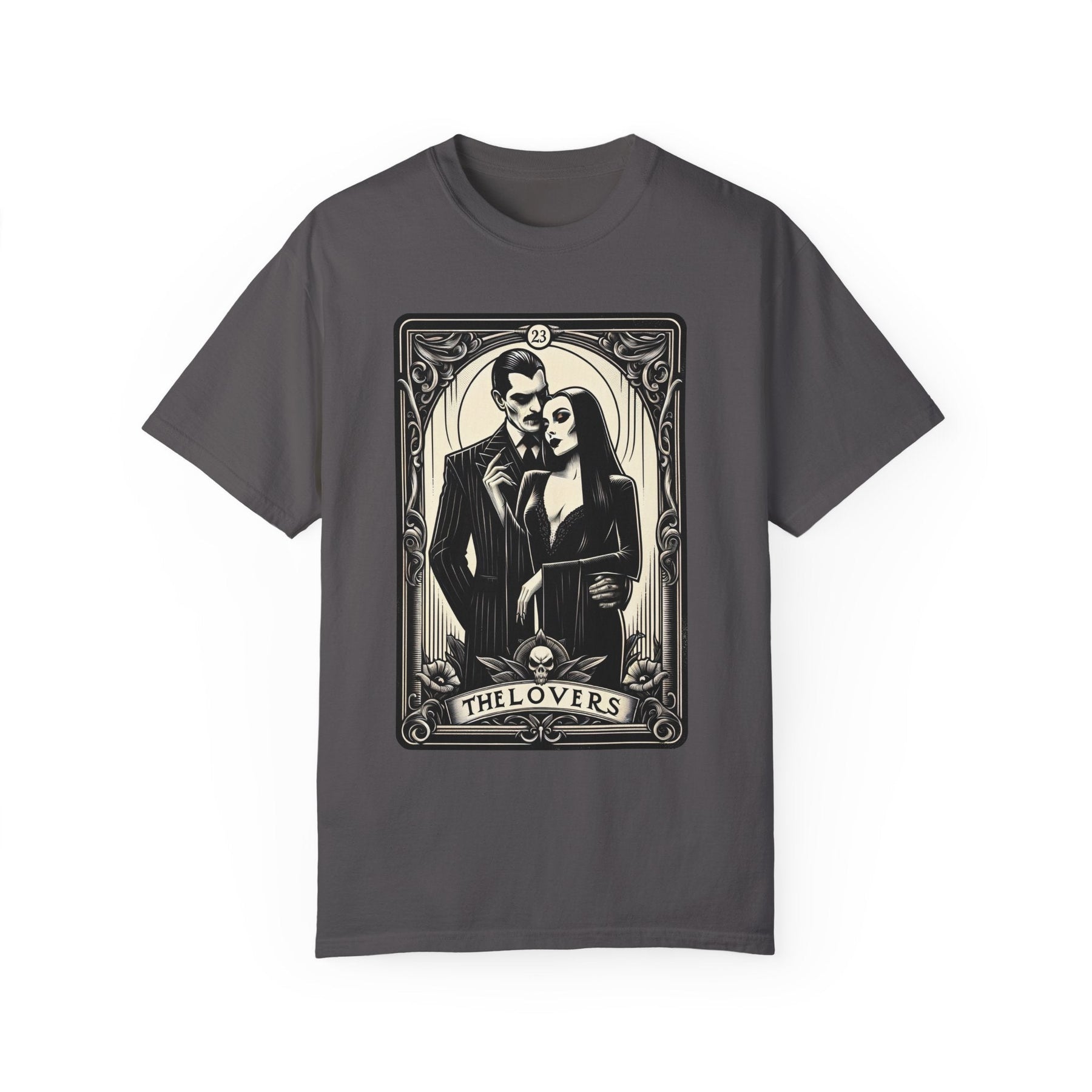 The Lovers Morticia & Gomez Tarot Card Comfy Tee - Goth Cloth Co.T-Shirt20427647283706975645