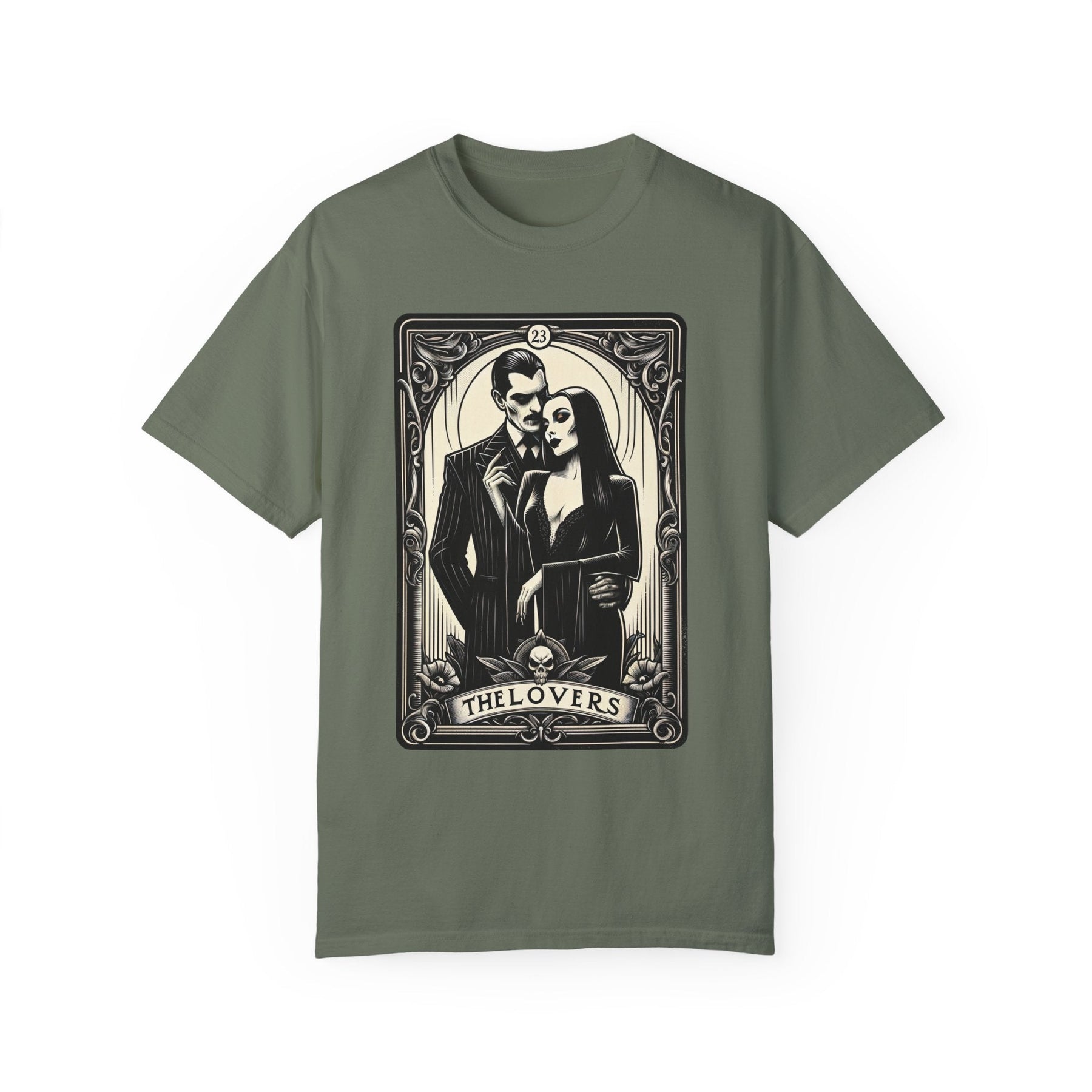 The Lovers Morticia & Gomez Tarot Card Comfy Tee - Goth Cloth Co.T-Shirt96706738347293139756
