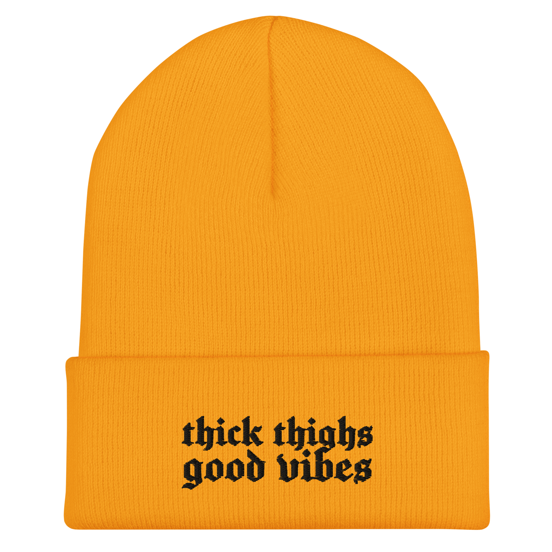 Thick Thighs Good Vibes Embroidered Knit Beanie - Goth Cloth Co.3198579_12882
