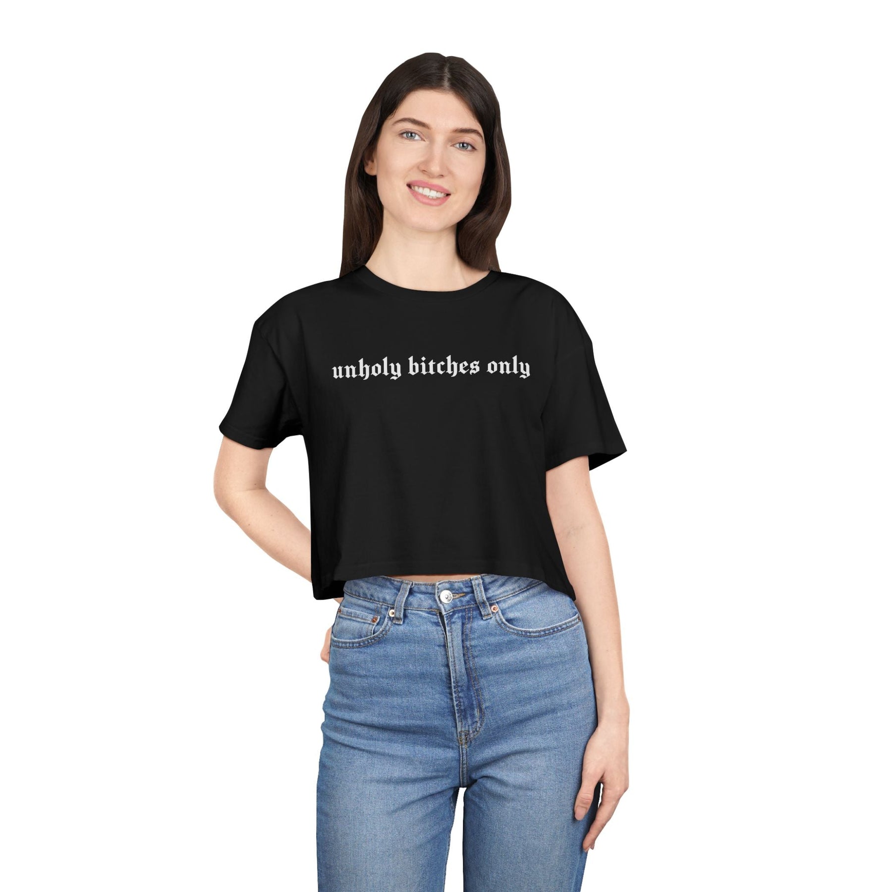 Unholy Bitches Only Cropped Tee - Goth Cloth Co.T-Shirt24243760349307916766