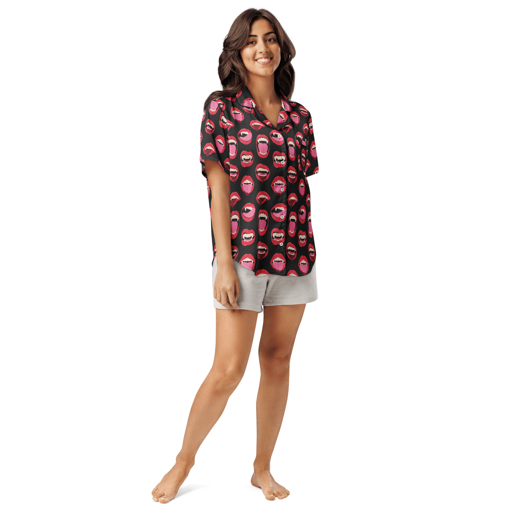 Vampire Kiss Silky Pajama Top - Goth Cloth Co.6258039_20964