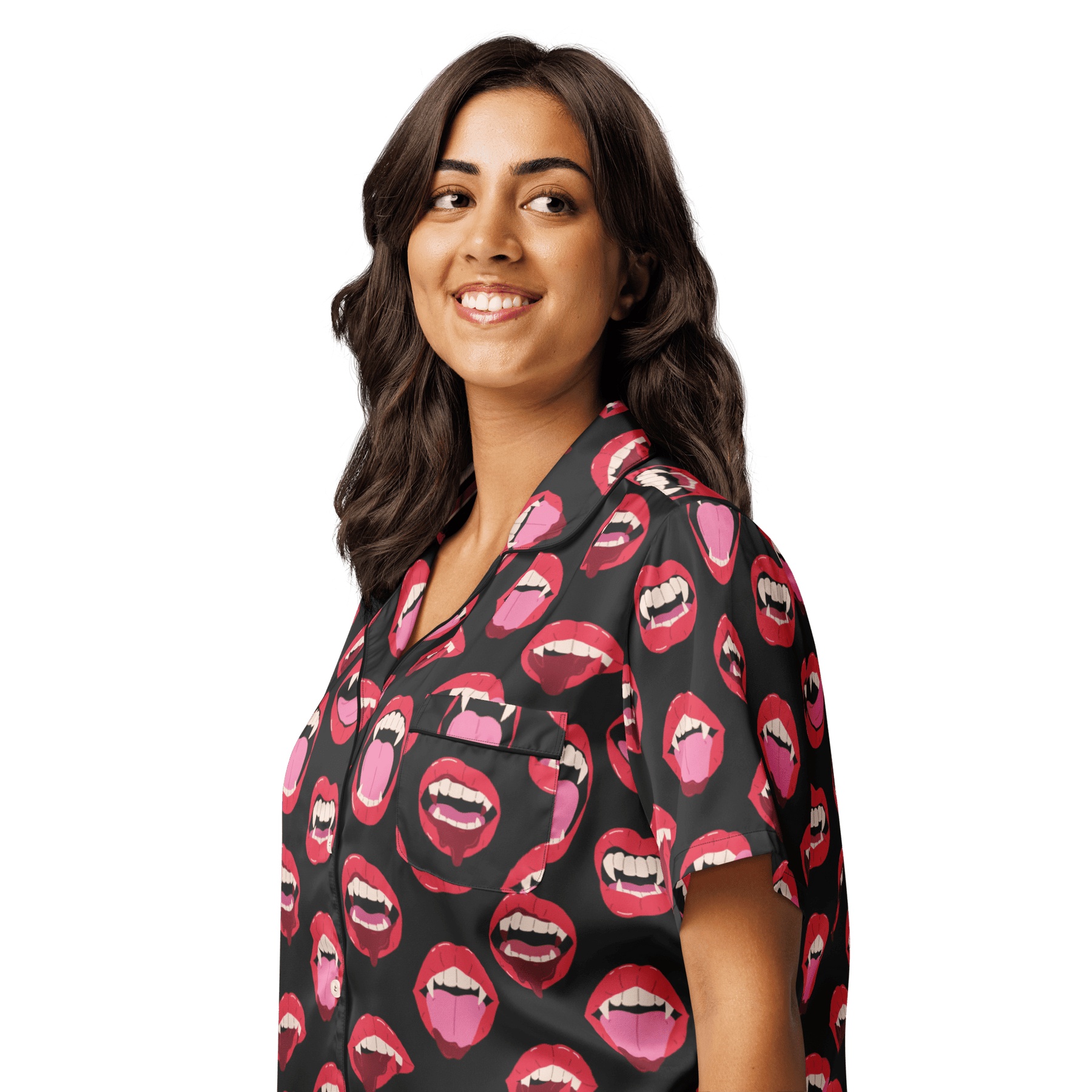 Vampire Kiss Silky Pajama Top - Goth Cloth Co.6258039_20964